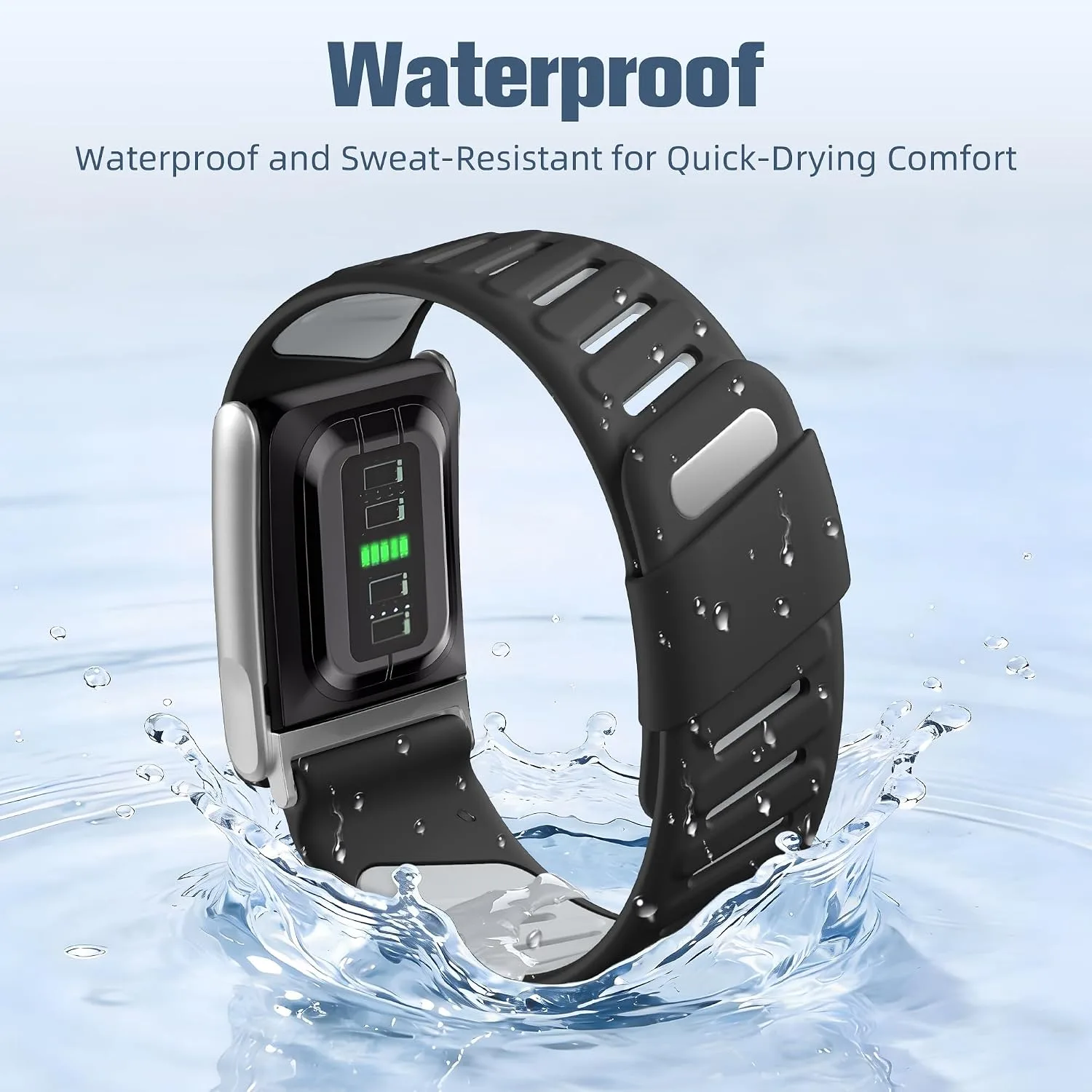 Getino Silicone Bands Compatible with Whoop 5.0 Band One, Peak, Life MG, Waterproof Adjustable Replacement Accessories Sport Strap for Whoop Band 5.0 Fitness Activity Tracker, Black/Gray