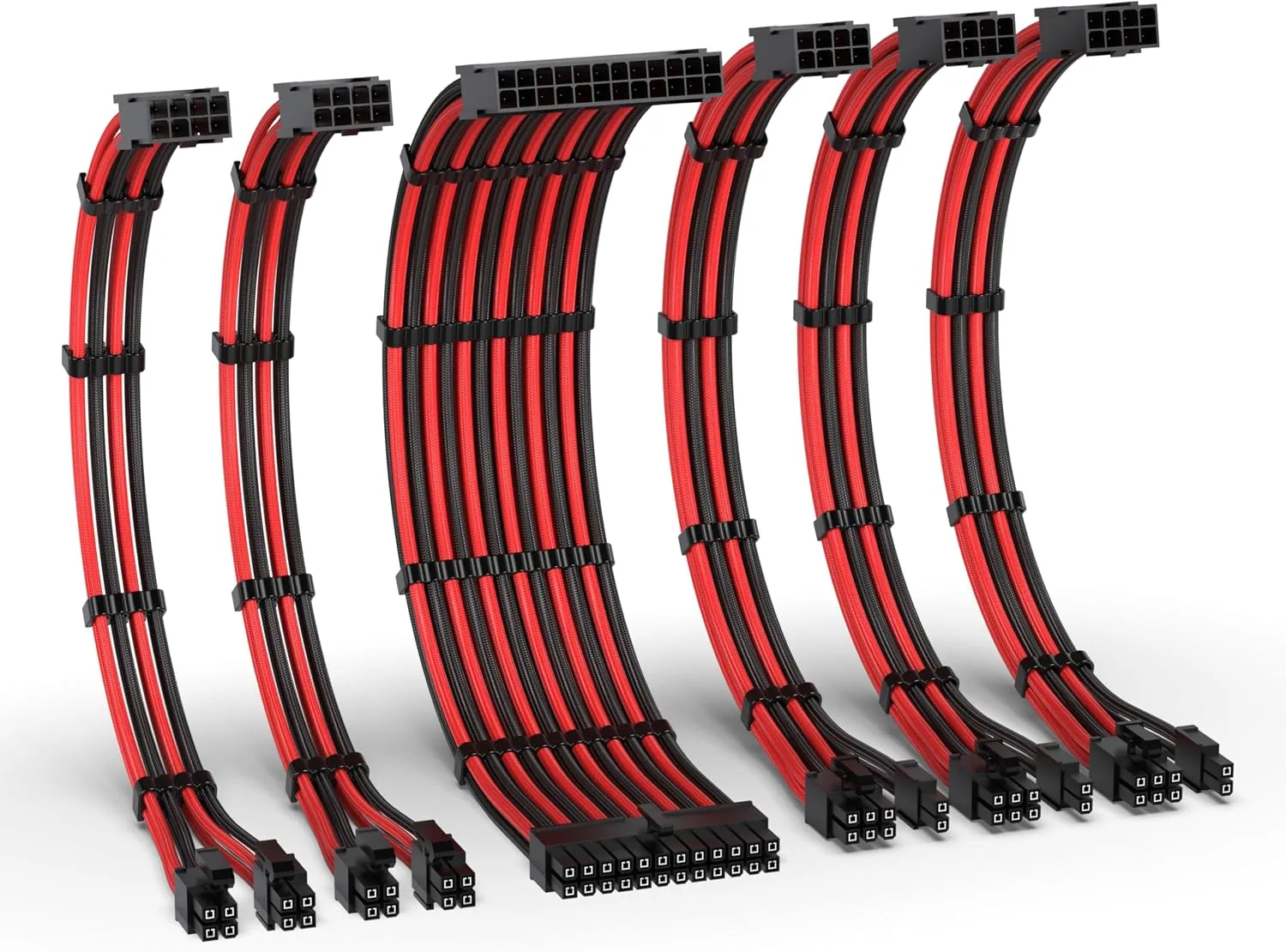 EZDIY-FAB 16AWG PSU Extension Kit, 300MM, 24-Pin/2xEPS/3xPCIe, Black Red