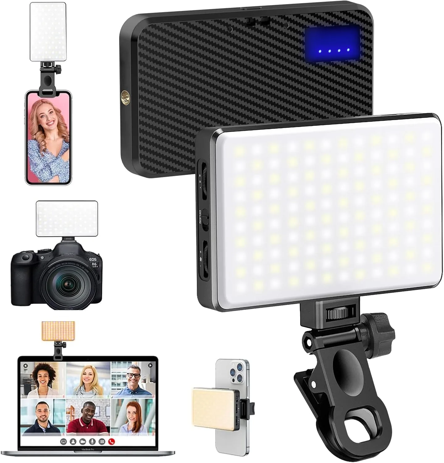 Iluminador LED para celular Auriani 168 luces recargable 3000mAh con clip