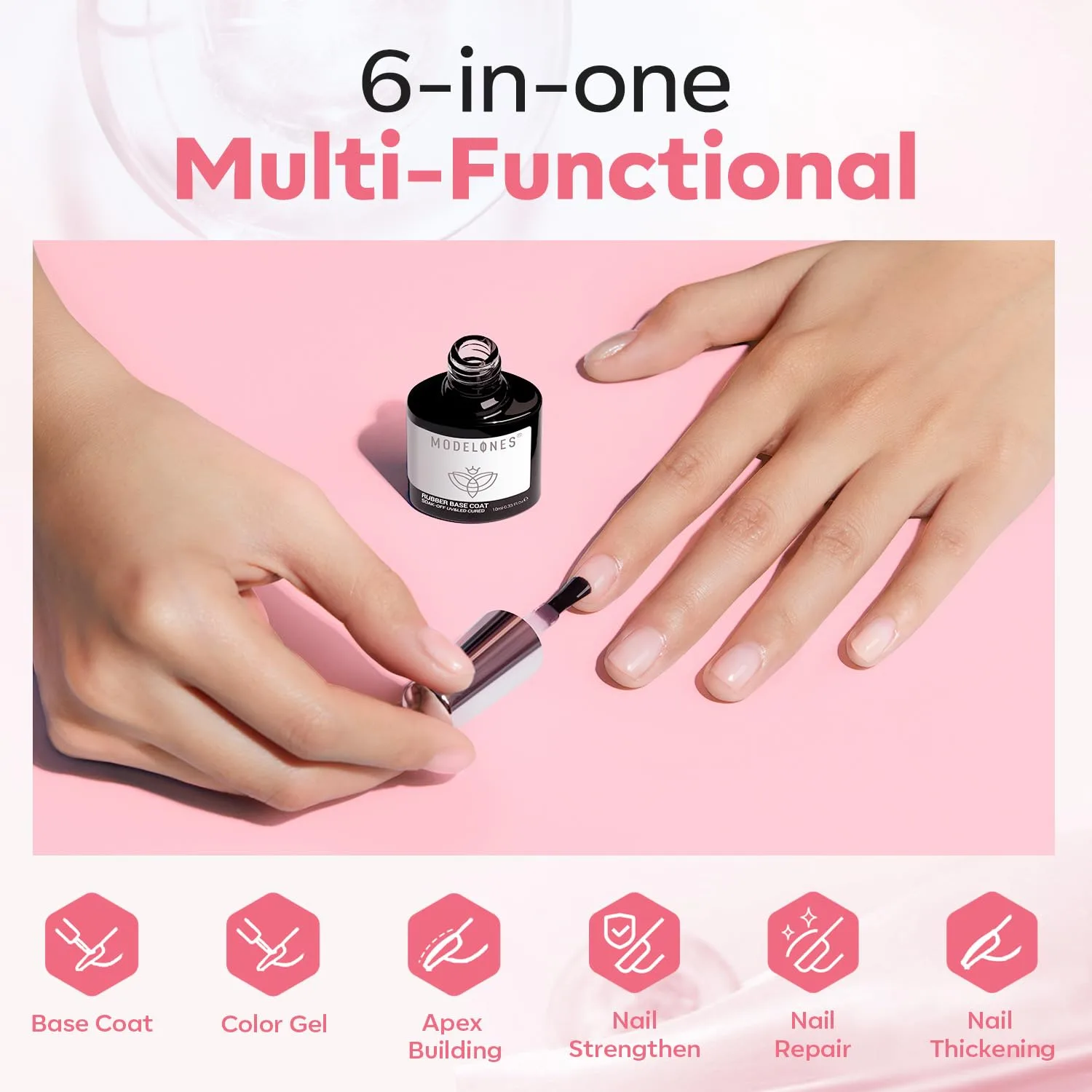 modelones Milky Pink Builder Nail Gel Rubber Base Coat Soap Nails