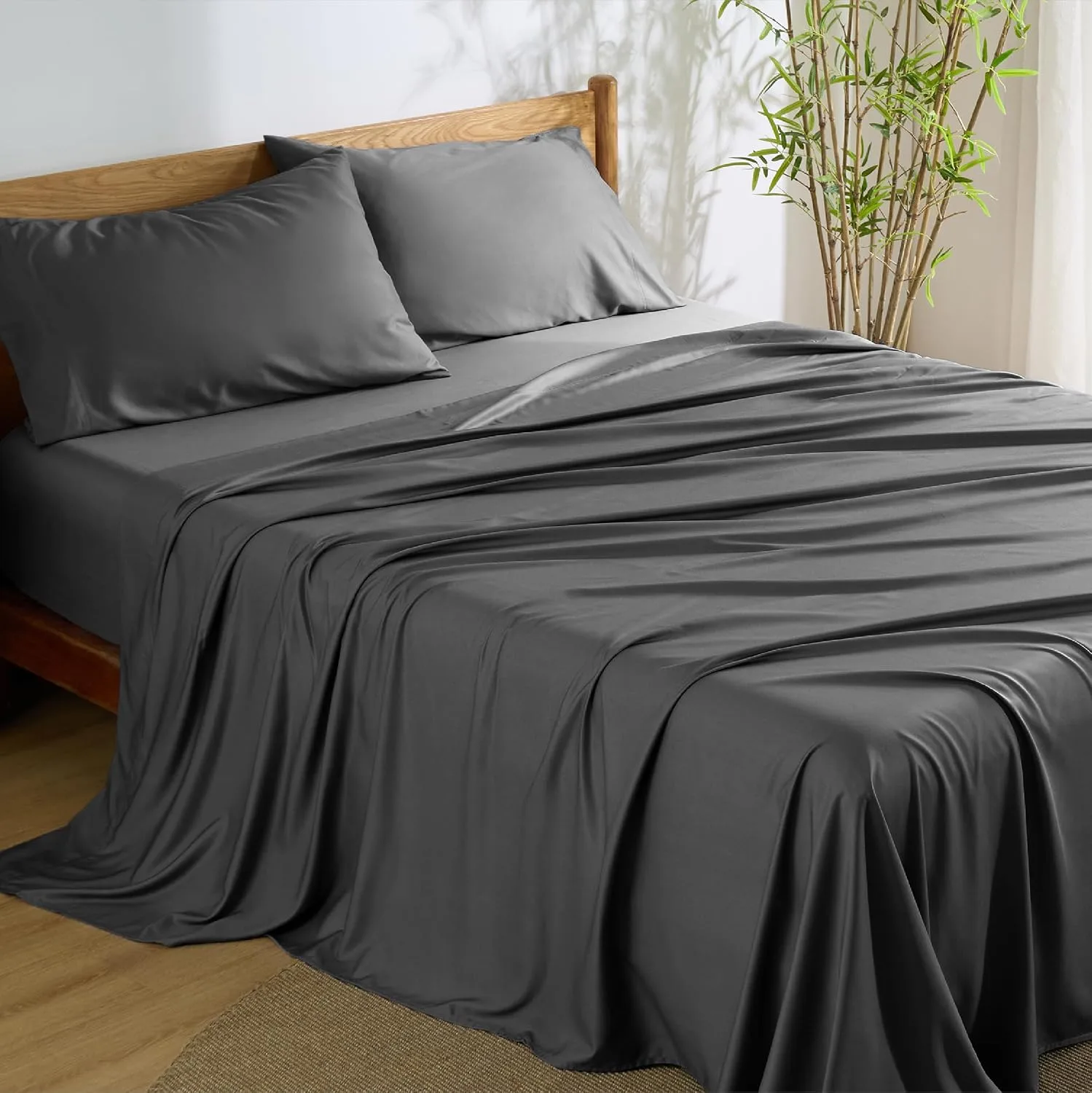 Bedsure PureWoven 100% Rayon Derived from Bamboo, Full Size Sheets, 4 PCS