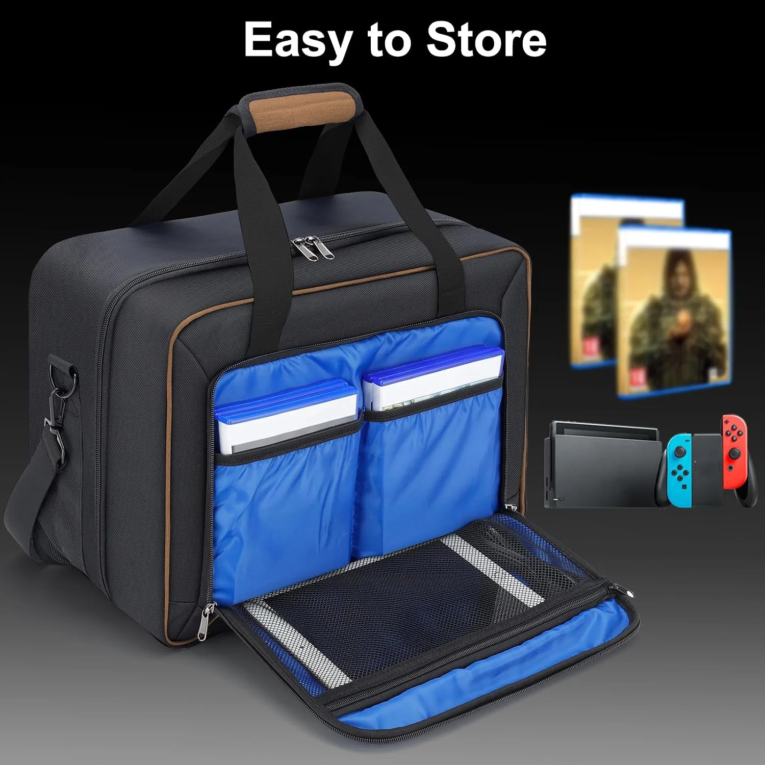 GDNasist Carrying Case Compatible with PS5/PS5 Pro/PS5 Slim, Brown