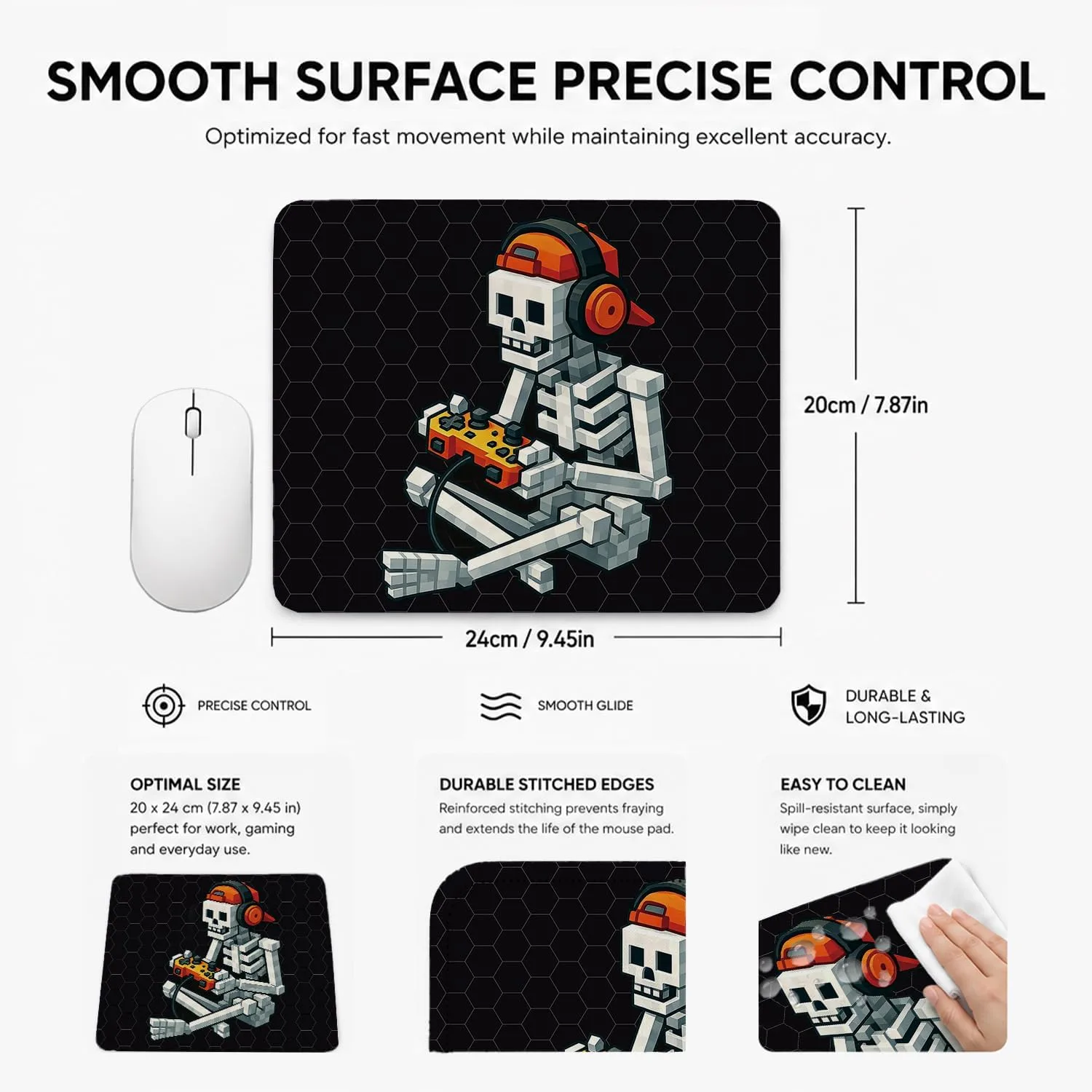 HONLUNG Gothic Mouse Pad,Funny Skull Gamer Mouse Pads Mousepad for Boys Gaming Room Bedroom Dorm Desk Accessories Computers Laptop,9.4 x 7.9 Inch