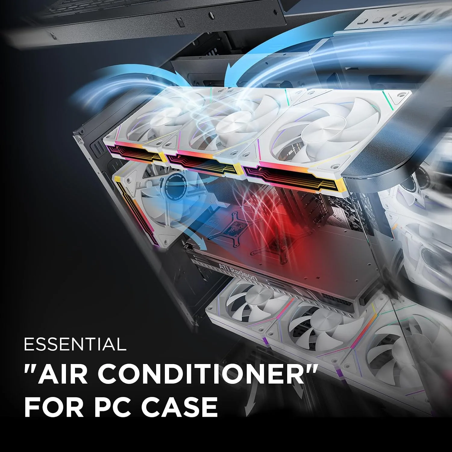 AsiaHorse AMICIPro 120mm ARGB PC Fans,Ultra-Quiet Operation <30dB, 1800 RPM HDB Bearings, 12 LED Lights, Aura SYNC Compatible for Enhanced Cooling and Visuals (Non-Illuminated Blade)