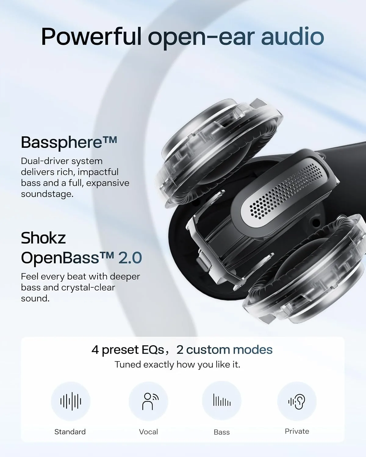 SHOKZ OpenFit Air 2, Open Earbuds, Black, Water Resistant, Secure Earhooks