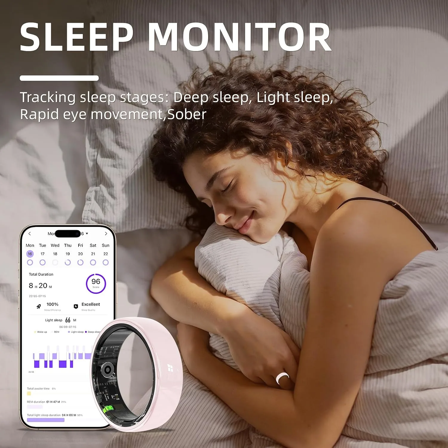 Ceramic Smart Ring for Women,fitness Tracker with Sleep Monitor