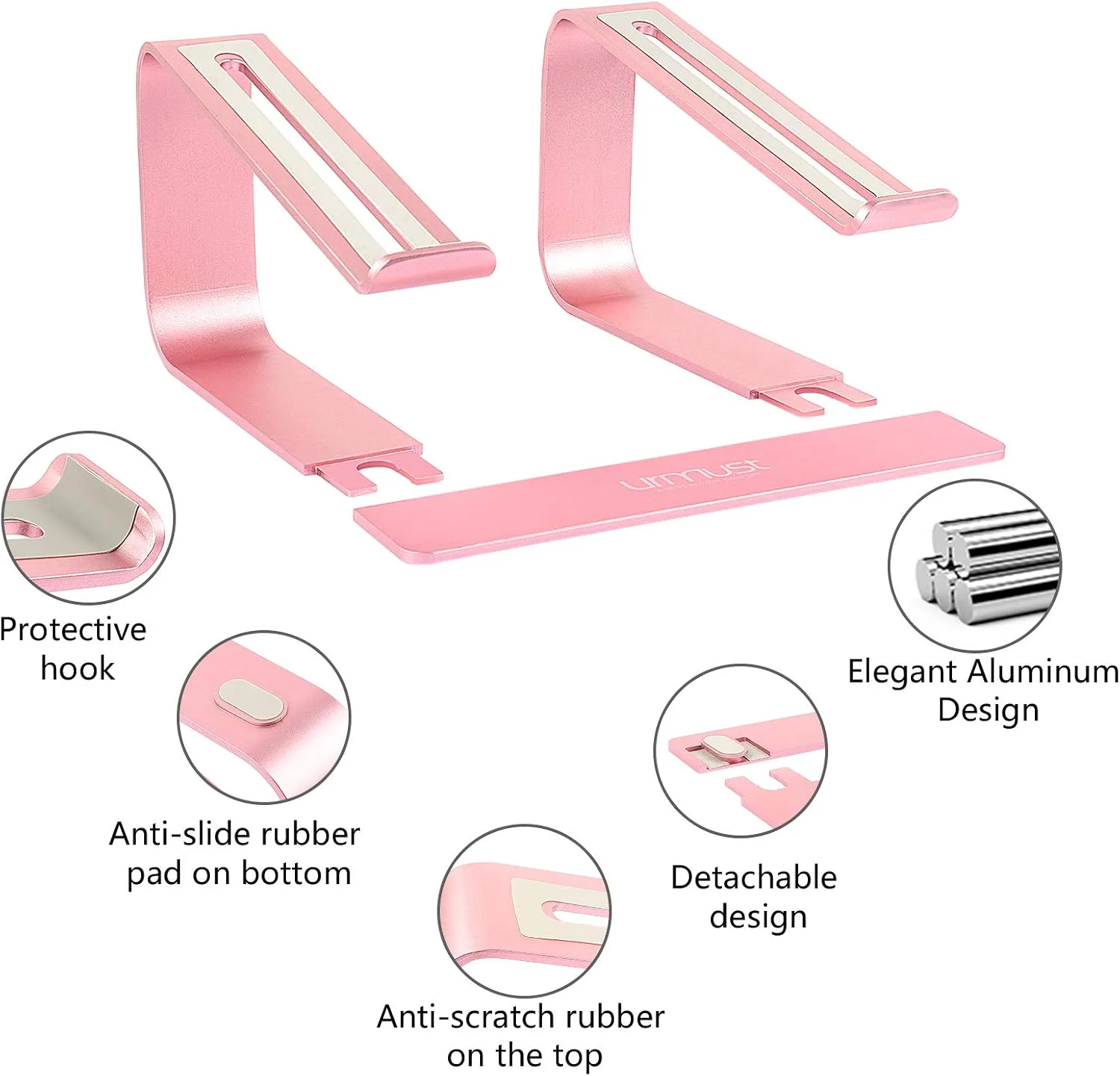 Urmust Laptop Stand for Desk, Pink, Up to 15.6" Laptop