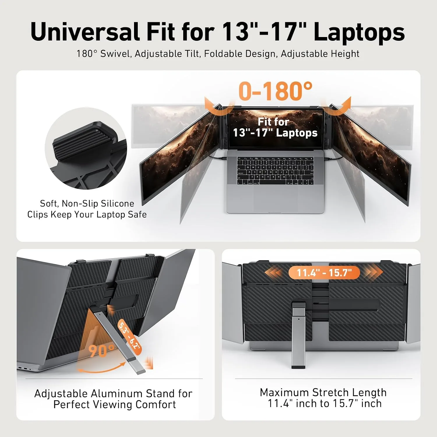 14.1'' Triple Laptop Screen Extender, 2.2lbs Ultra-Light Portable Monitor