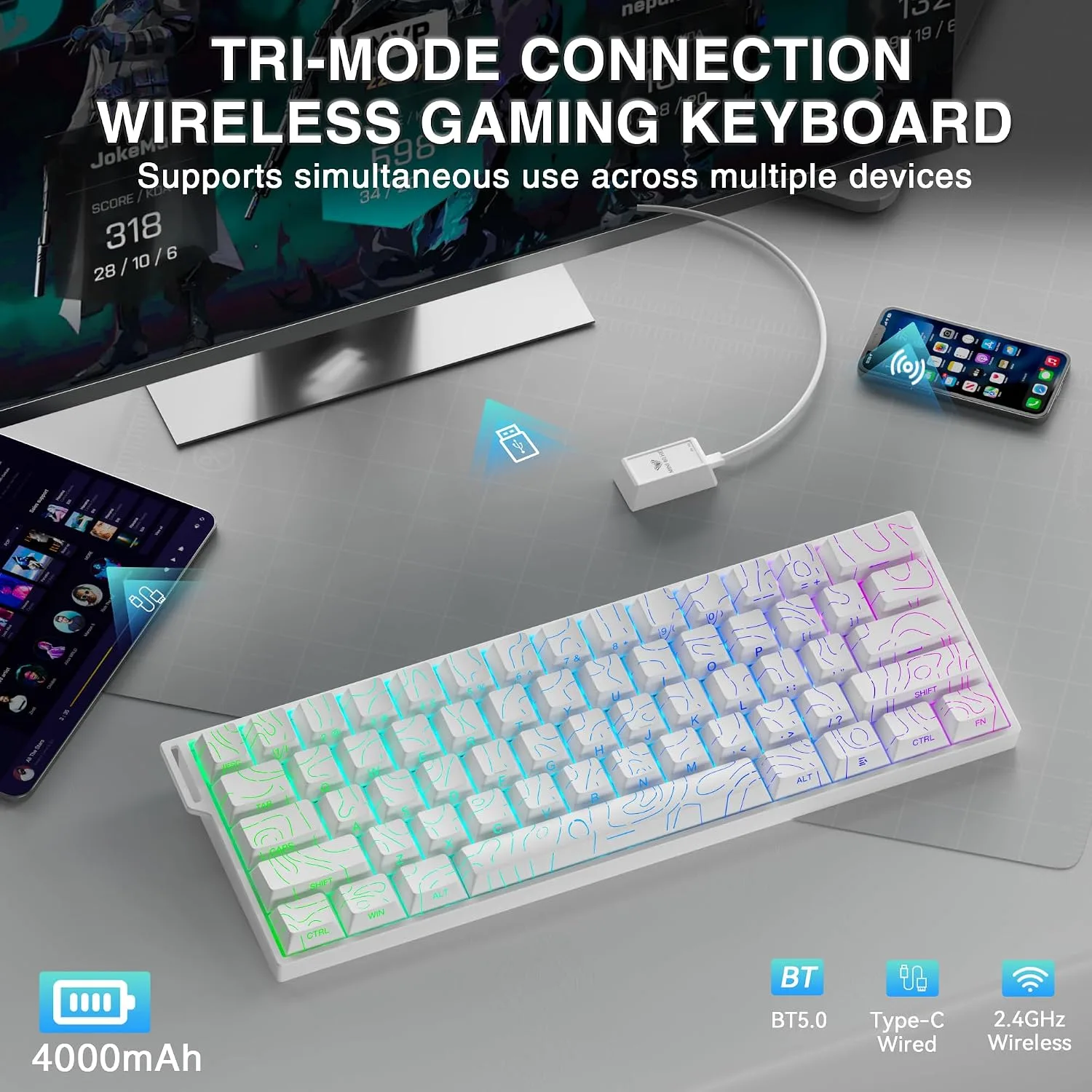 Aula MINI60 HE MAX Wireless Gaming Keyboard 60% Magnetic Switch Keyboard