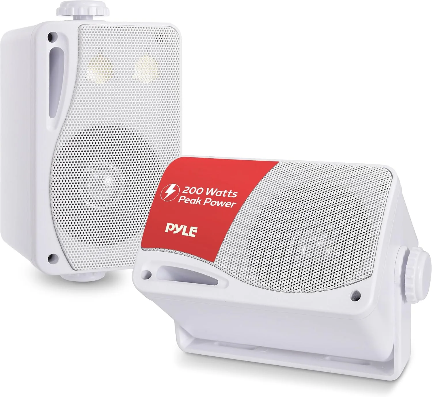 Pyle 3-Way Indoor & Outdoor Box Speaker System - 3.5" 200 Watt Compact Wall Mount Speakers for Home, Patio, Deck, Garage, Poolside, or Studio Use - Dual Speaker Set - PLMR24 (White)