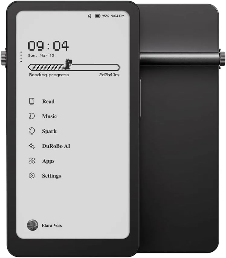 Krono – 6.13" Smart ePaper Focus Hub, 300 PPI 6G 128G Paper Tablet, with Smart Dial – an e-Reader, idea Keeper, and Audio Player All in one (Black)