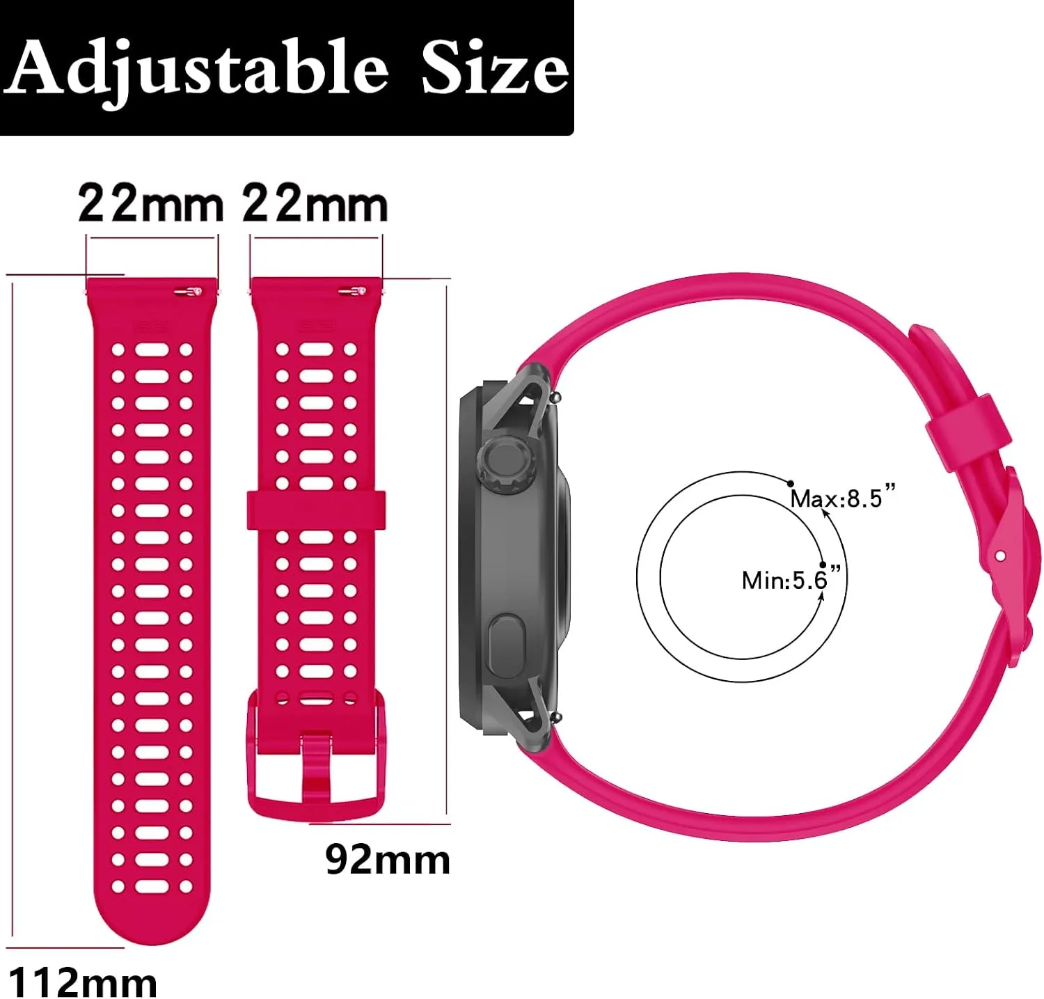 20mm 22mm Sport Silicone Bands for COROS PACE 4/3/APEX 2 Pro/PACE 2