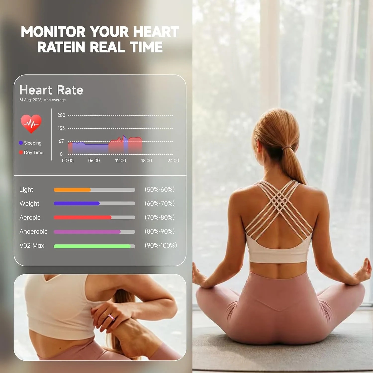 Smart Ring for Women & Men, AI Health Analysis, Thin Fitness Tracker Ring, Health Ring with Heart Rate, SpO2, HRV, Stress, Sleep, Cycle and Activity Tracking, 6.42mm Design,No App Fees