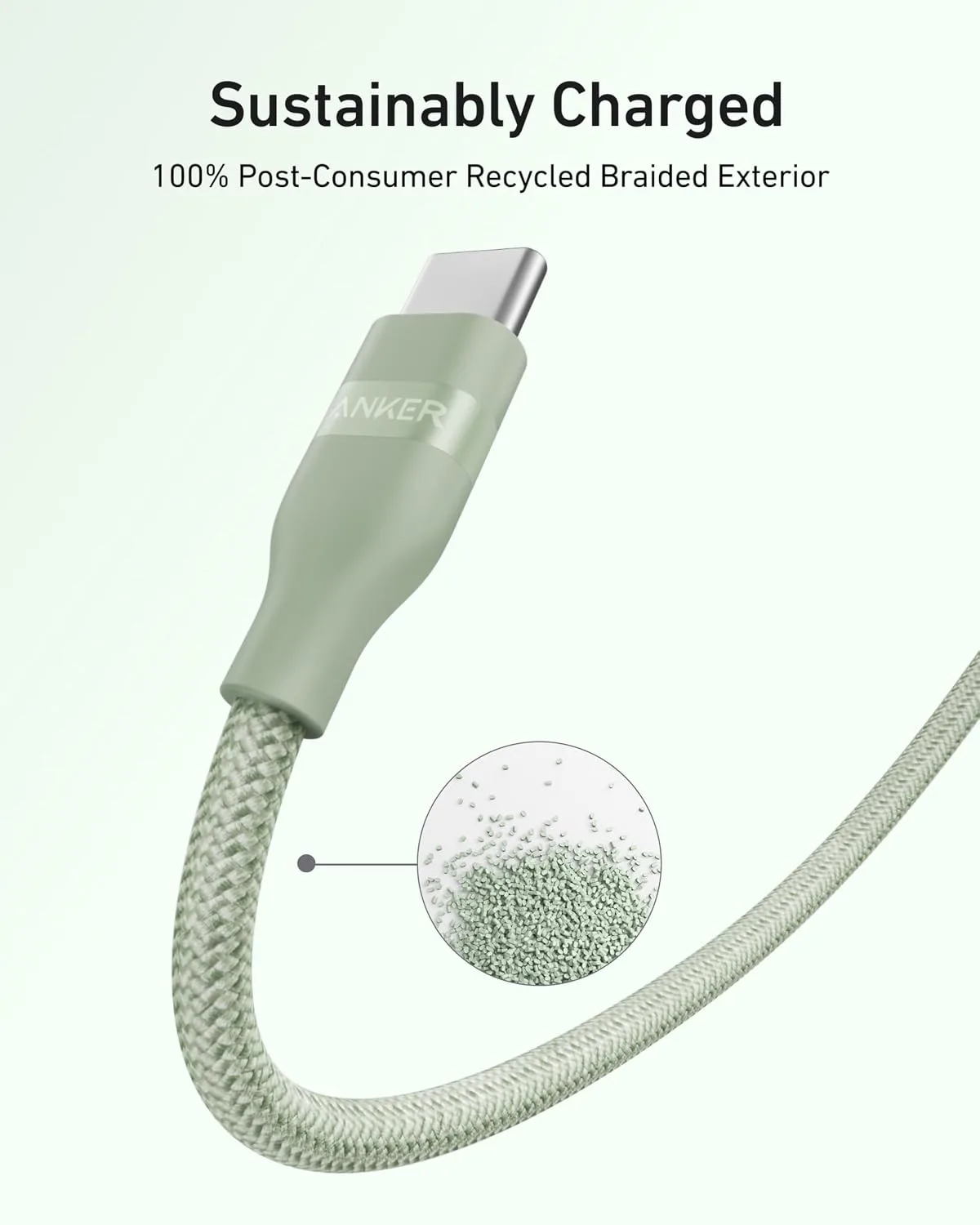 Anker Nano USB C to USB C Cable, 240W Fast Charging Cable (Green, 6ft)