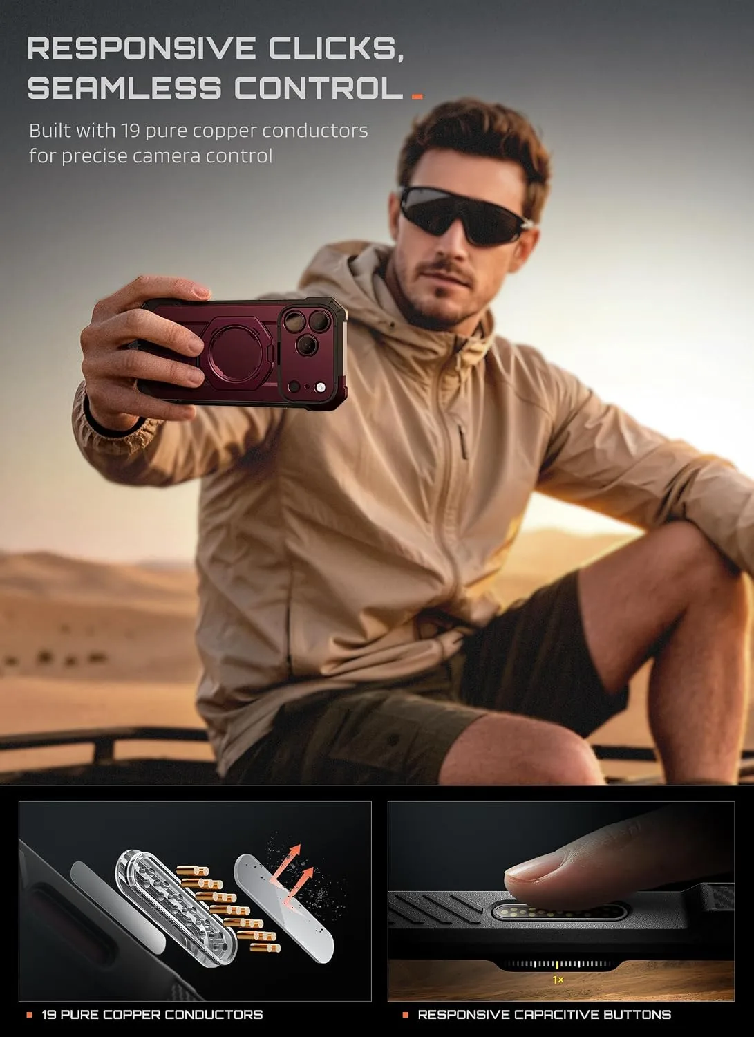SUPCASE for iPhone 18 Pro Case / 17 Pro Case with Stand, Burgundy