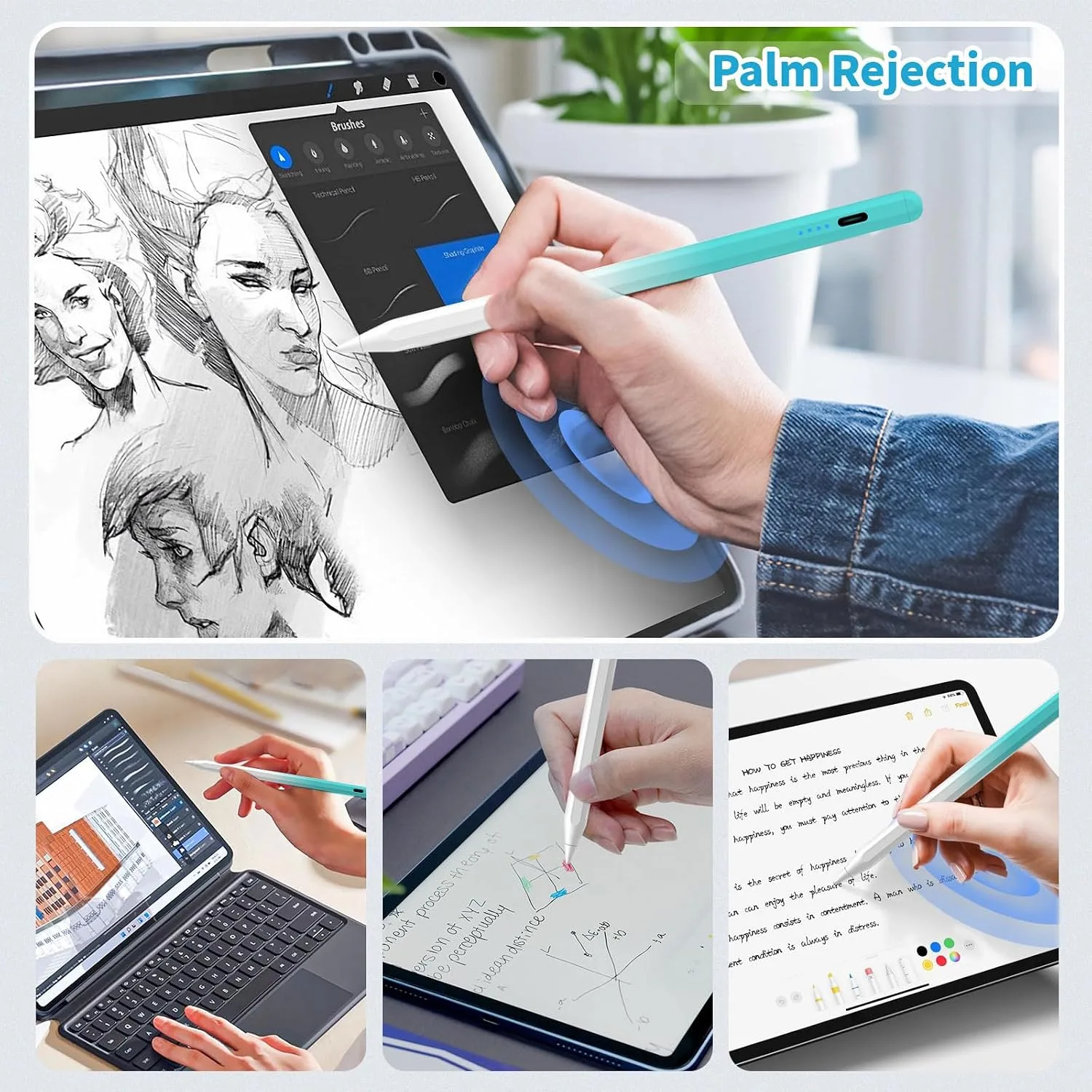 Stylus Pen for iPad2018-2026, Fast Charge iPad Stylus, Palm Rejection