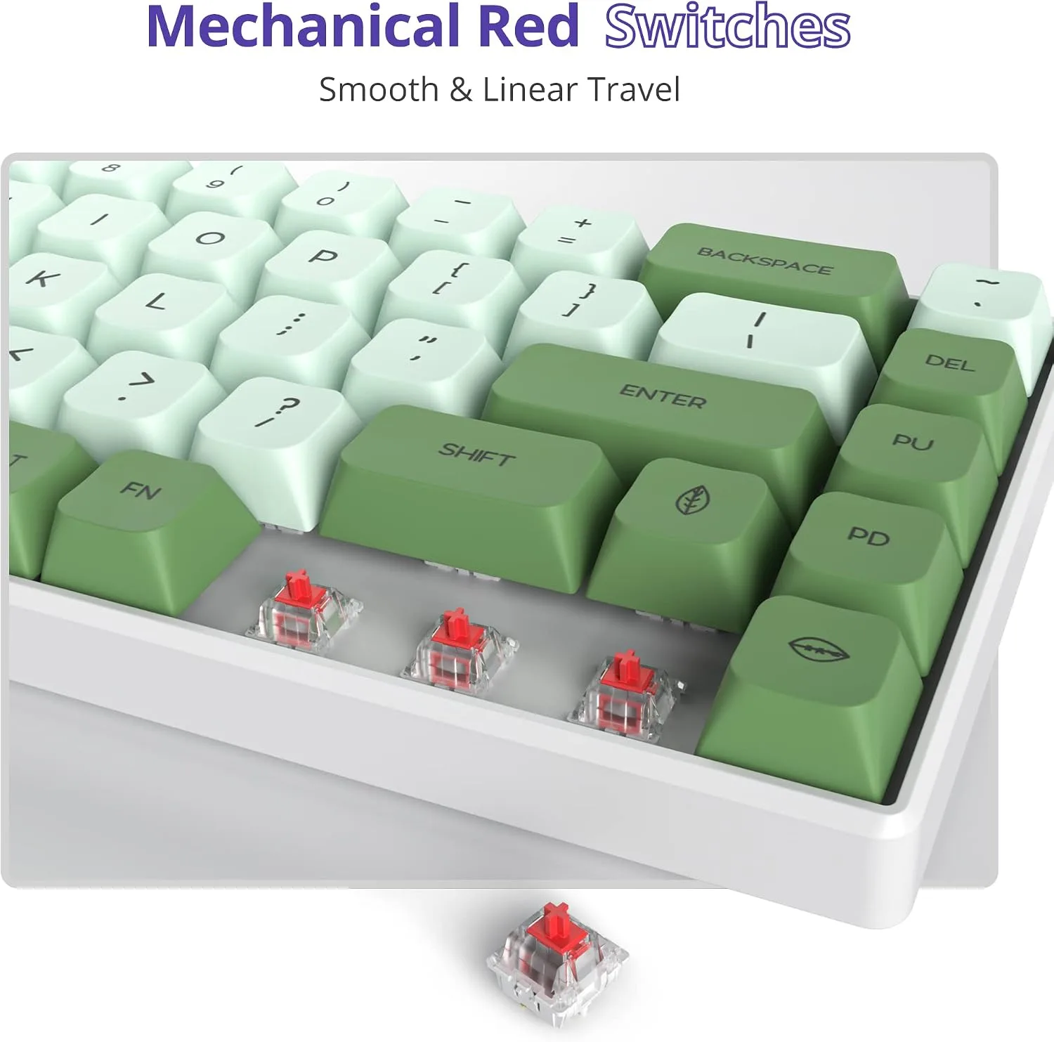 Owpkeenthy Wired 65% Percent Mechanical Gaming Keyboard Matcha Red Switch