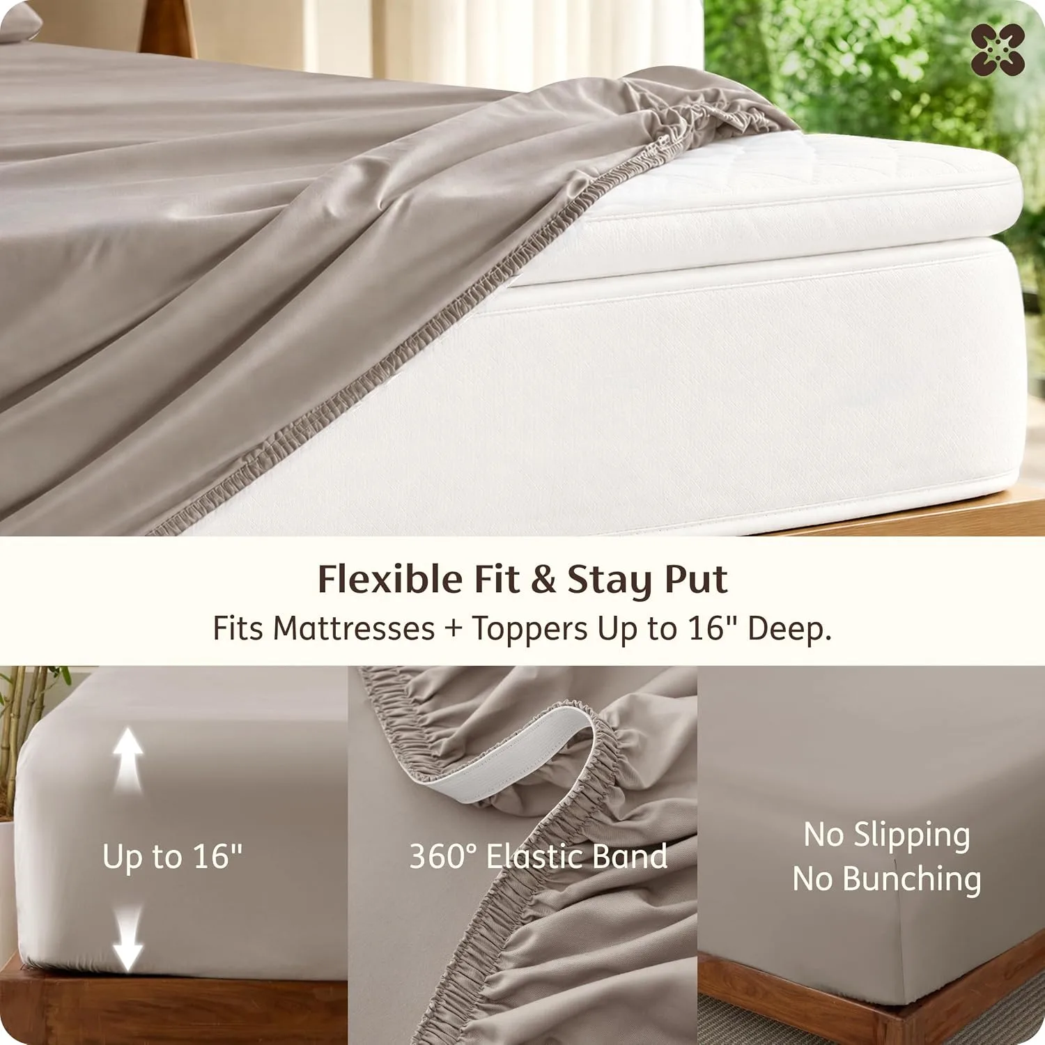 Bedsure PureWoven 100% Rayon Derived from Bamboo, Full Size Sheets, 4 PCS