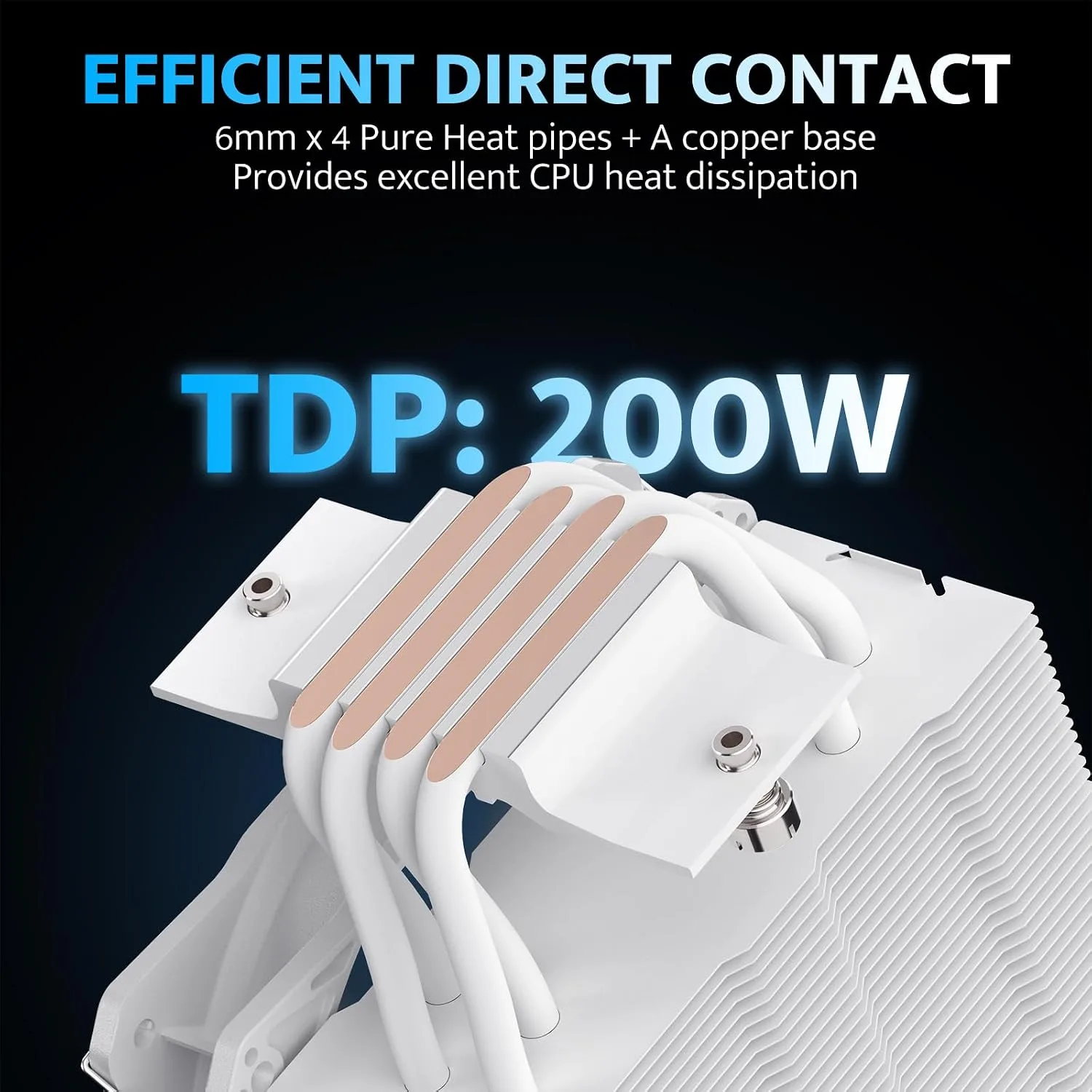 darkFlash Z4Pro Mist CPU Cooler, 120mm Single-Tower, TDP 200W, 4×Ф6mm Heatpipes, ARGB PWM PC Fans, CPU Air Cooler Compatible with Intel LGA115x/12xx/17xx; AMD AM4/AM5, 155mm in Height(White)