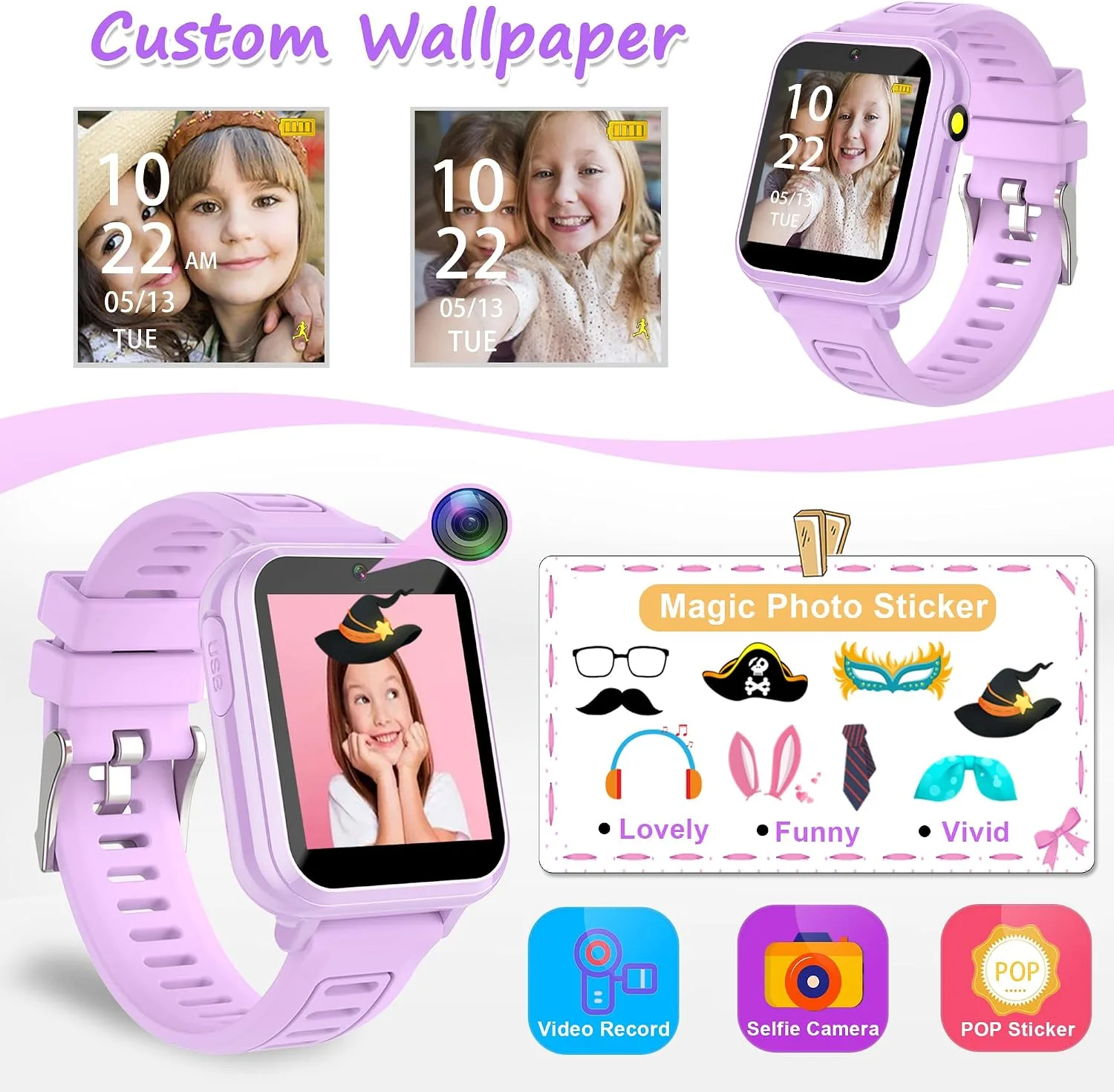 Wiszodet Kids Smart Watch Girls Gifts for Age 5-12 39 Puzzle Games