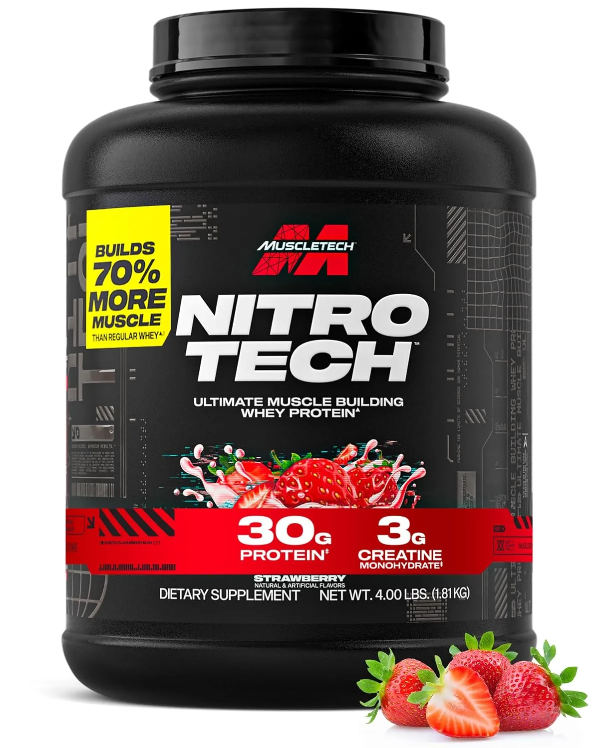 MuscleTech Whey Protein Powder (Strawberry, 4LB) - 30g Protein