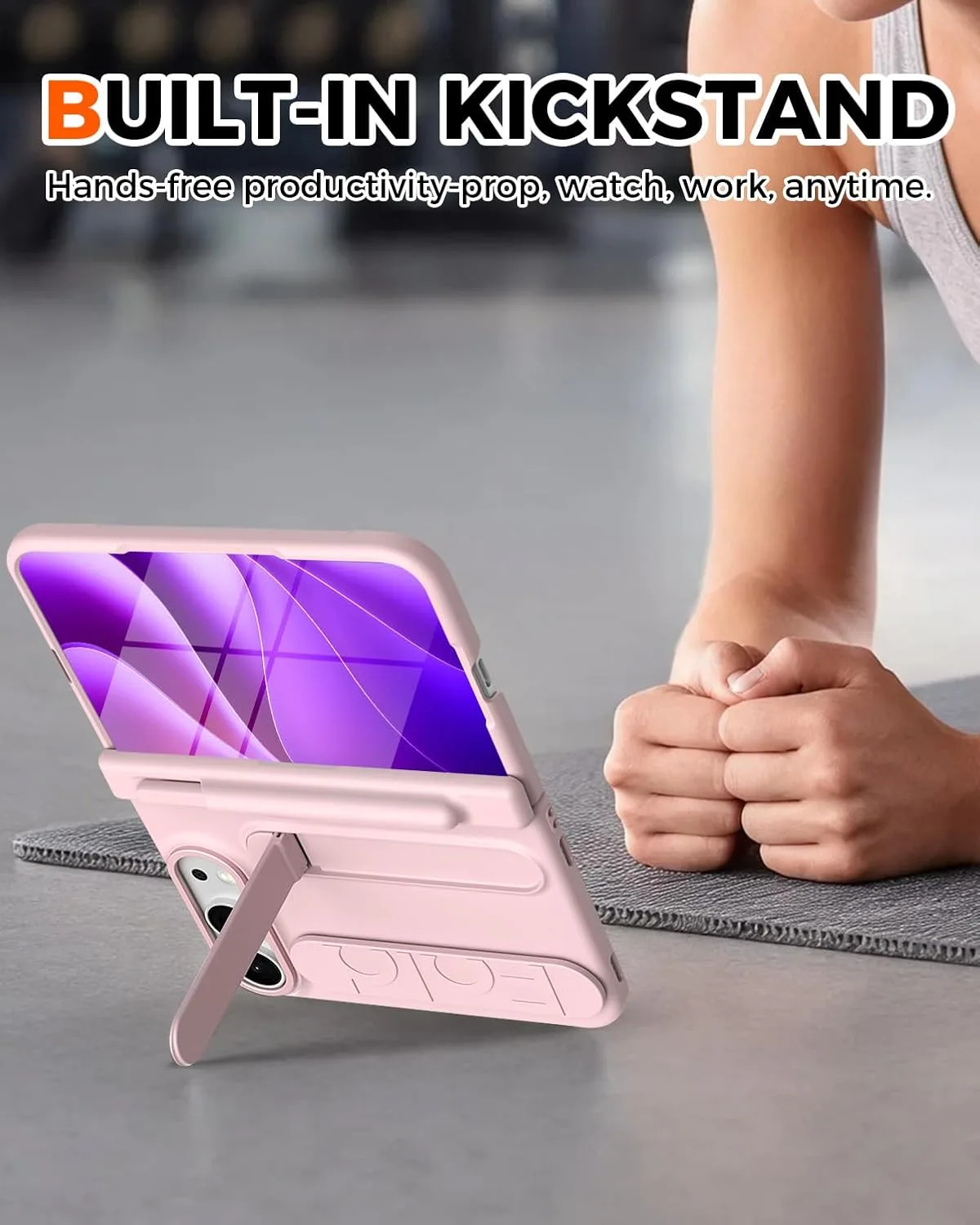 NINKI Wristband for iPhone Duo Phone Case with S Pen Holder & Stylus, Kickstand with Finger Loop, Hard Hinge Protector + Screen Protective Grip Cover for iPhone Duo 2026 Case Cute Womens Girly Pink