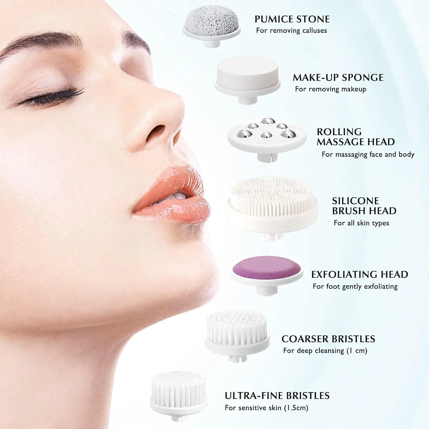 COSLUS Facial Cleansing Brush Face Scrubber, Upgrade Set, Blue