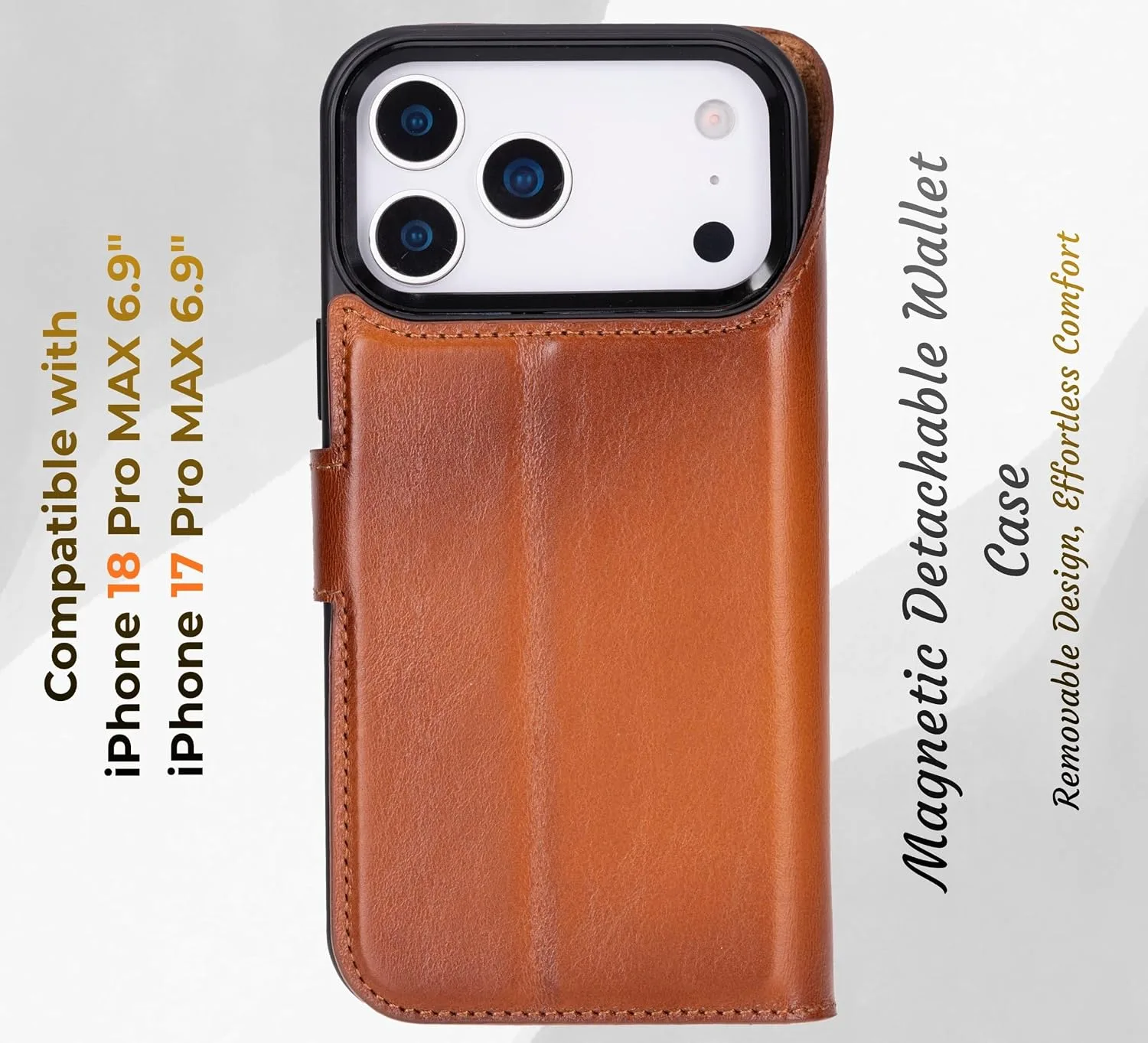 VENOULT for iPhone 18/17 Pro MAX Leather Wallet Case, Magnetic Detachable