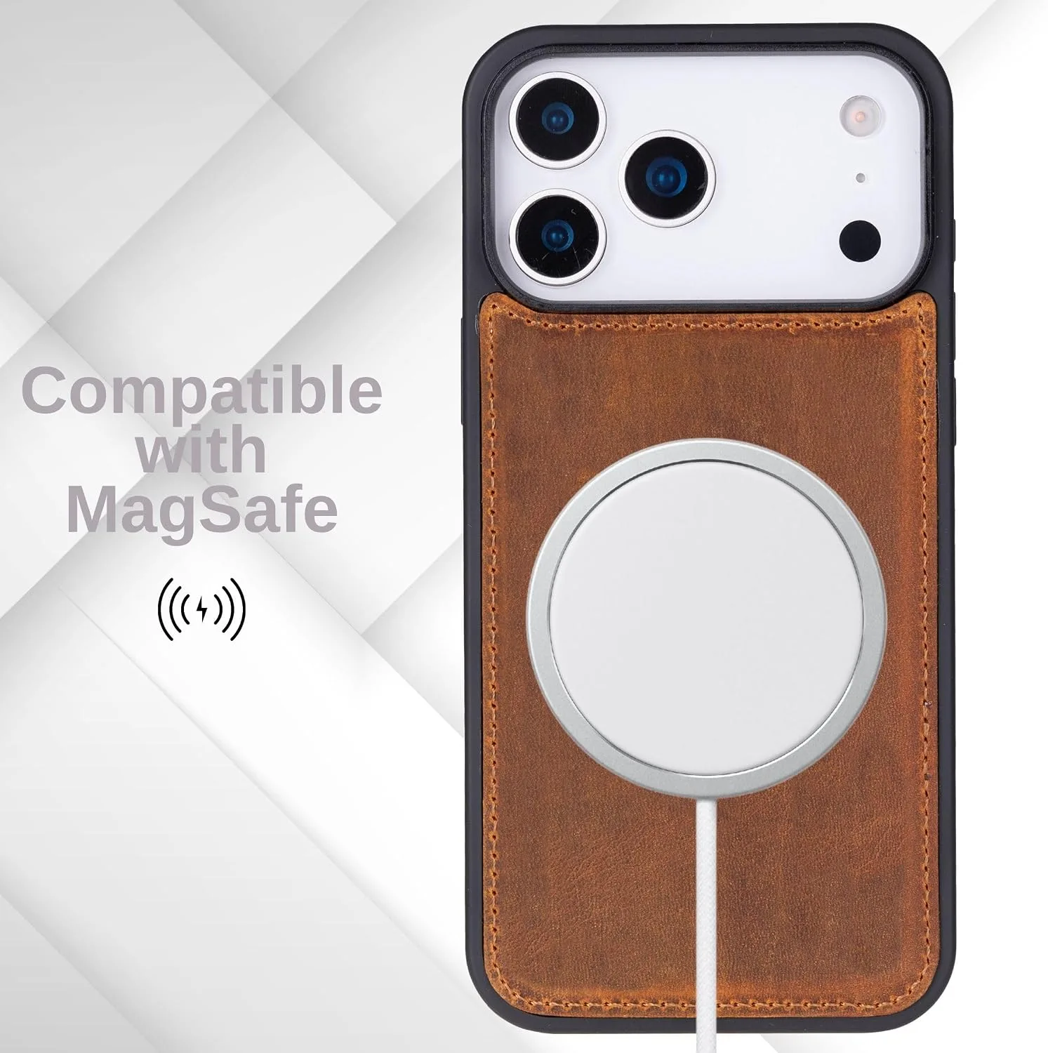 VENOULT Wallet Case for iPhone, Full Grain Genuine Turkish Leather, Magnetic Detachable, RFID 4 Card Slots, Business Style, Compatible with MagSafe (Almond, iPhone 16 Pro MAX)