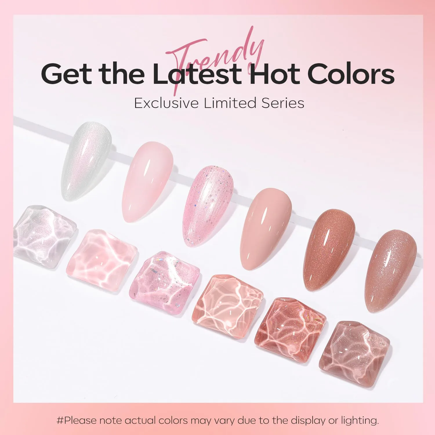 modelones Gel Nail Polish Set Glitter Nude 6Colors Pink White Shimmer