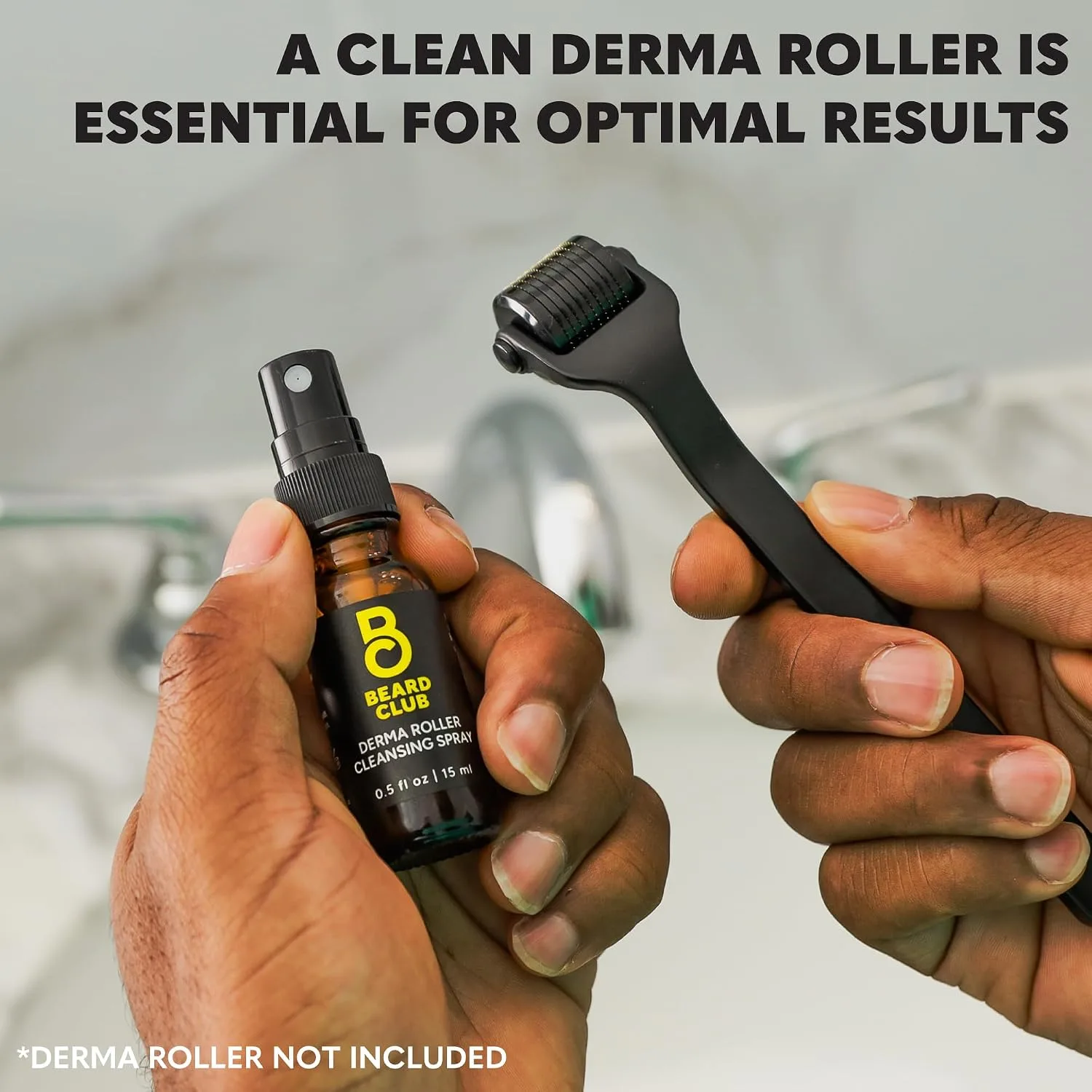 The Beard Club Derma Roller Cleansing Spray – Dermaroller Cleaner for Roller Heads – Grooming Tool Cleaning Solution – 0.5 fl oz