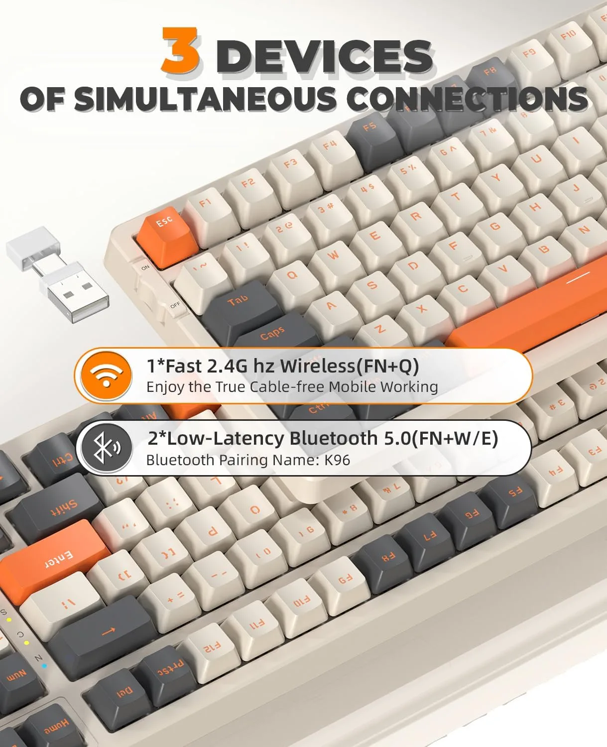 MAGIC-REFINER RK96 100 Keys Wireless Mechanical Gaming Keyboard