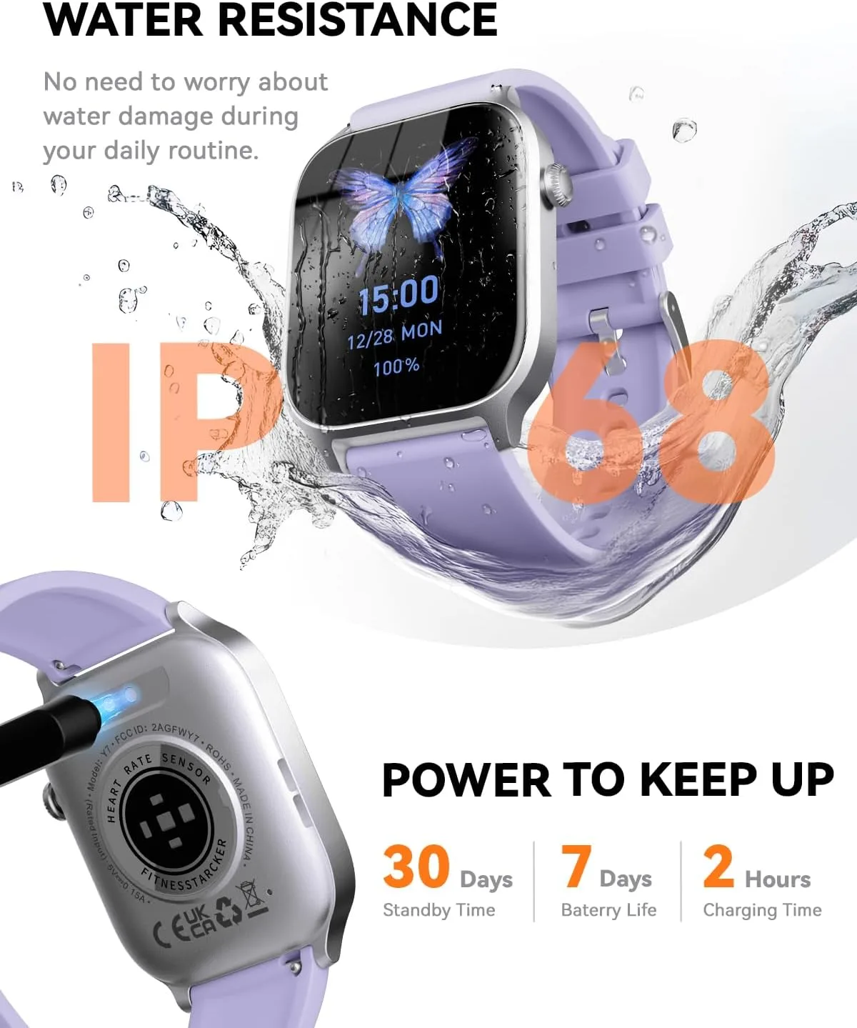 Smart Watches for Women Men, Fitness Tracker Watch with 110 Sports Modes, Step Counter/Sleep Monitor/Pedometer, IP68 Waterproof, Bluetooth Call & Music Control Smartwatch for iPhone/Android,Pueple
