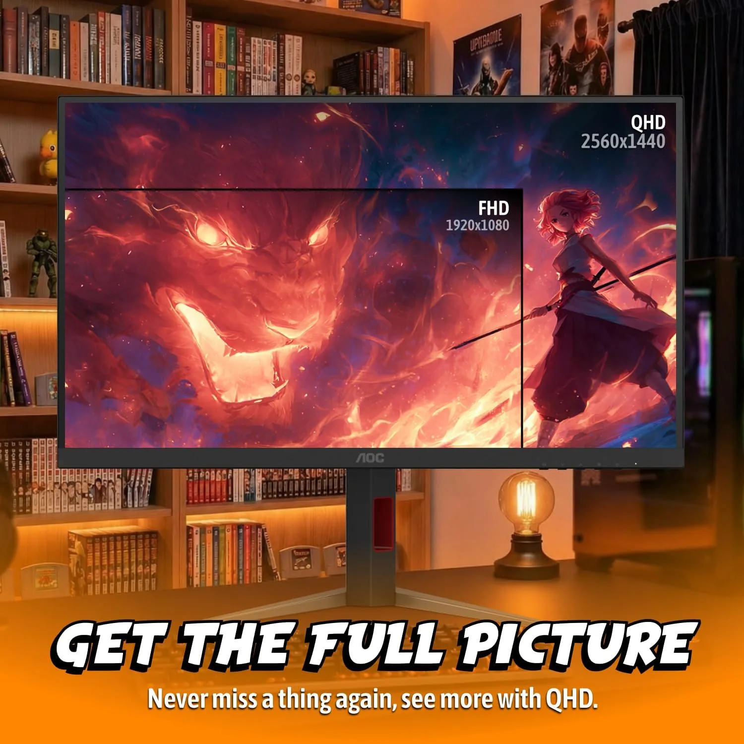 AOC 27 Inch Gaming Monitor QHD 300Hz Mini-LED HDR1000, Q27G4SMN
