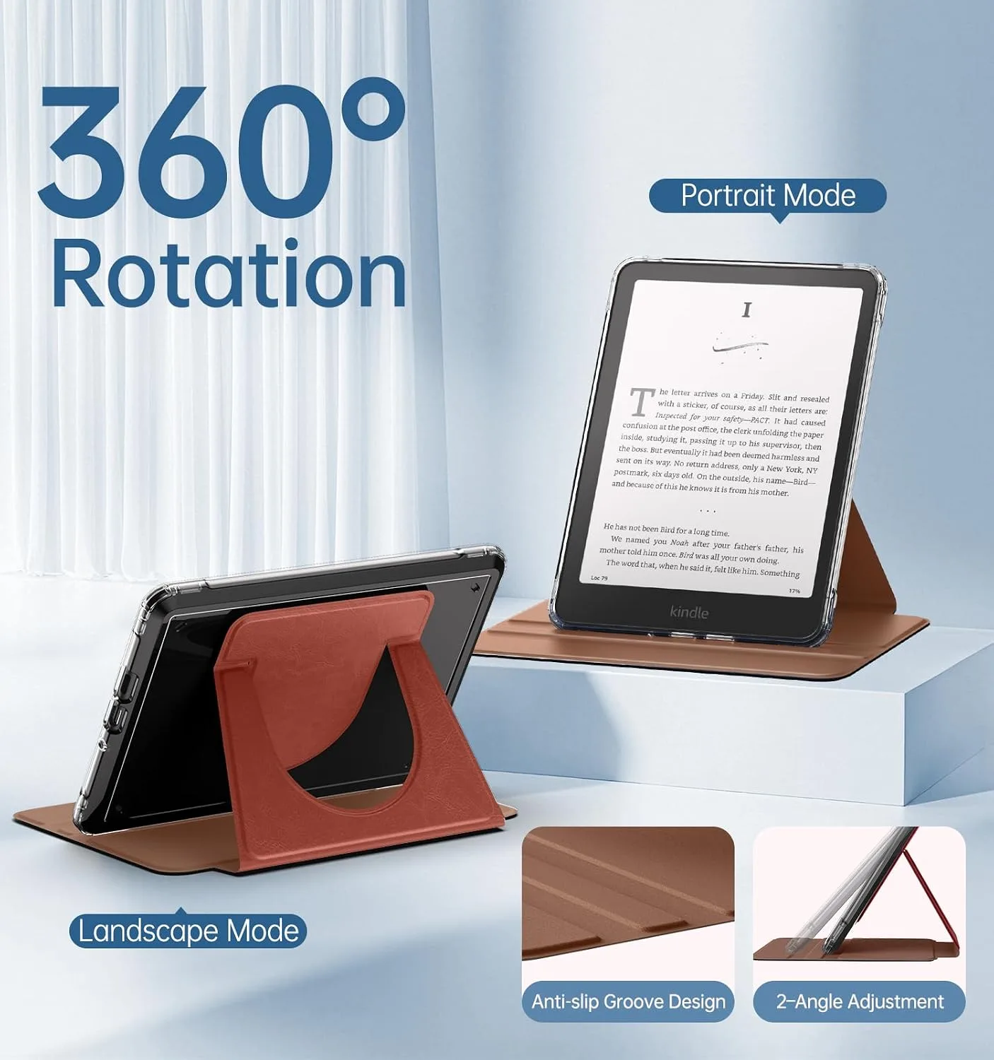 MoKo 360°Rotating Detachable Case for 7" eBook Reader, Vintage Style