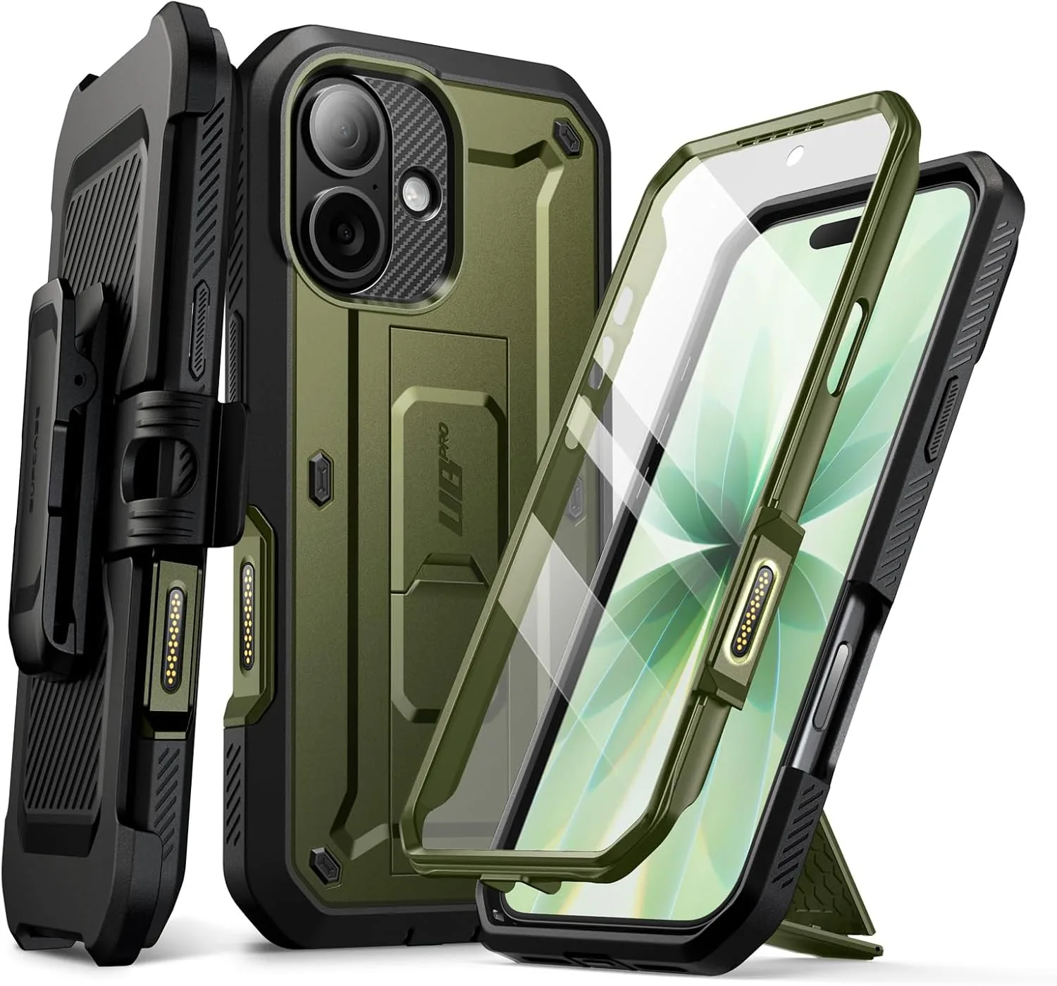 SUPCASE for iPhone 17 Case with Kickstand & Screen Protector, Green