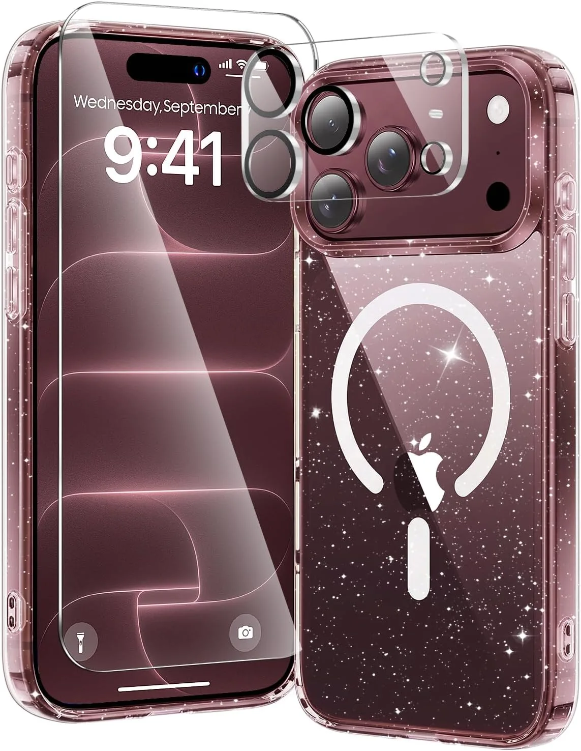 toushion 3 in 1 for iPhone 18 Pro Case Clear Glitter