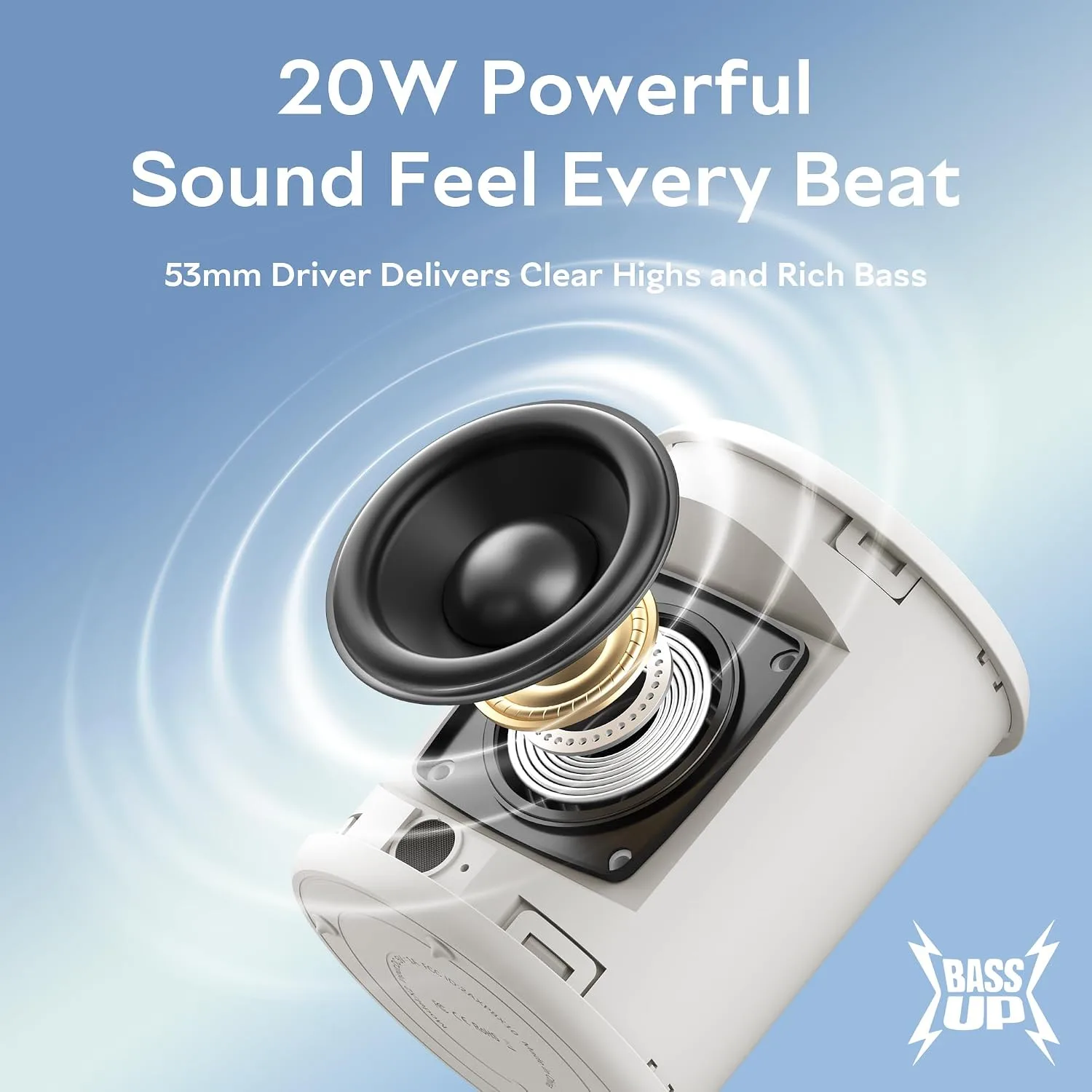 Portable Bluetooth Speaker, IPX7 Waterproof Wireless Speaker with 20W Loud Stereo Sound, 15H Playtime & Beat-Synced RGB Light, Small Outdoor Speaker for Shower, Pool, Beach,Hiking,Gifts(Gray)