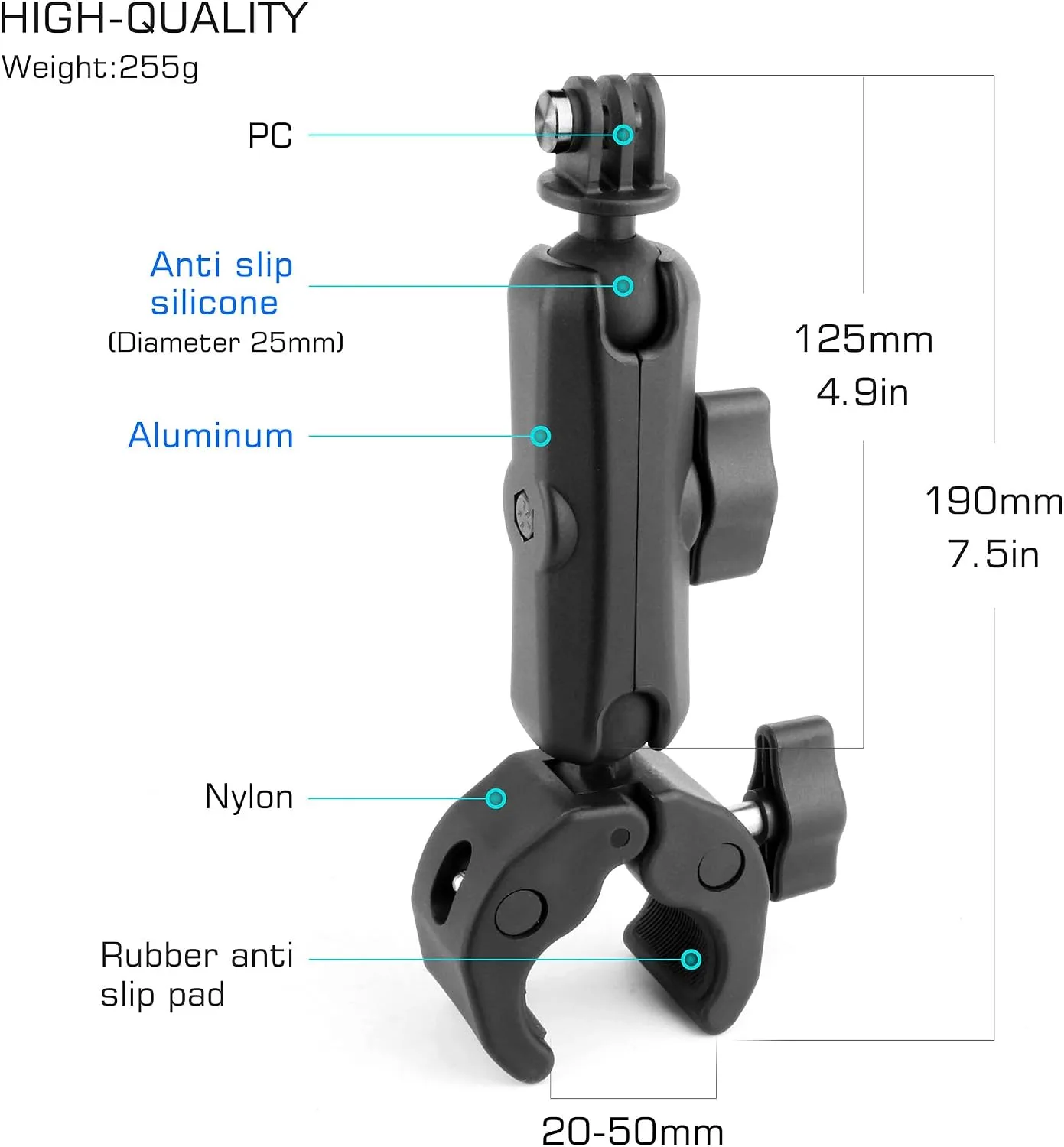 GEPULY Super Clamp Camera Motorcycle Mount for Insta360 GoPro Action Camera