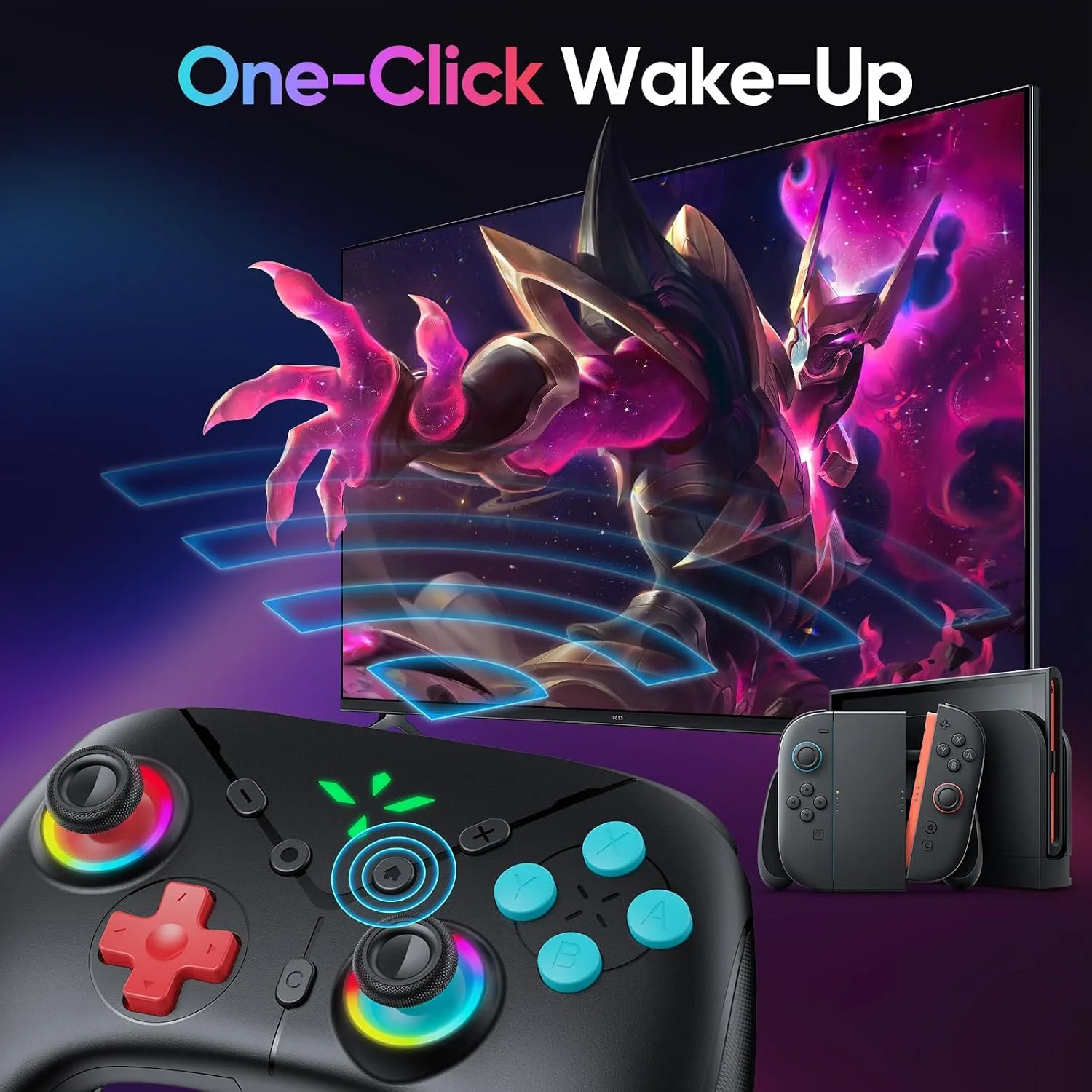 Yommor Wireless Switch 2 Pro Controller for Switch 2/Switch/Lite/PC,Hall Effect Joystick for Switch 2 Pro Controller with Wake-Up/Turbo/Dual Vibration/Programmable,Blcak