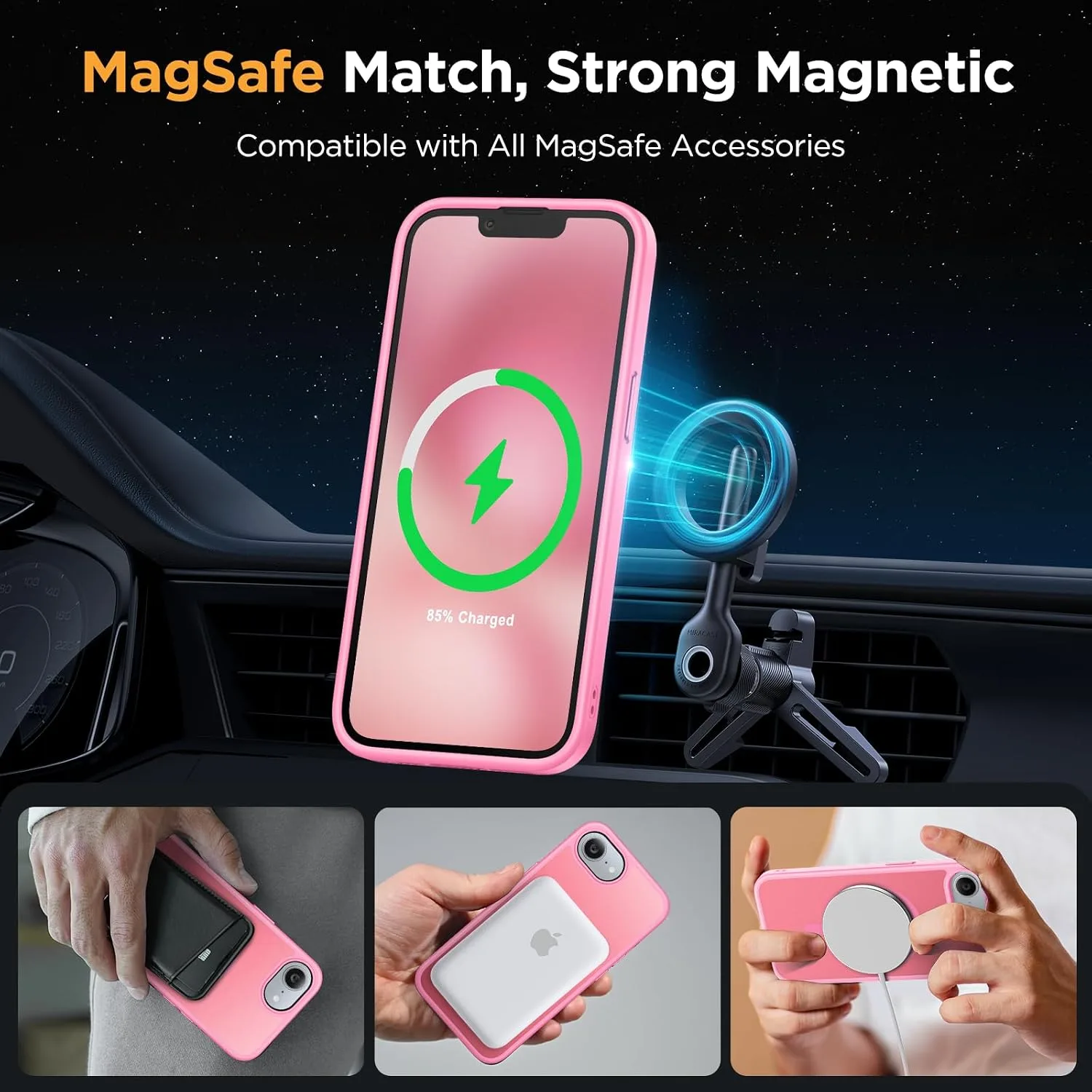 miracase for iPhone 16e case & iPhone 17e Case for MagSafe [with 2×9H+ Screen Protectors] TOP Military-Grade Protection Shockproof with Velvet Touch for iPhone 16e/17e Phone Case 6.1", Matte Pink