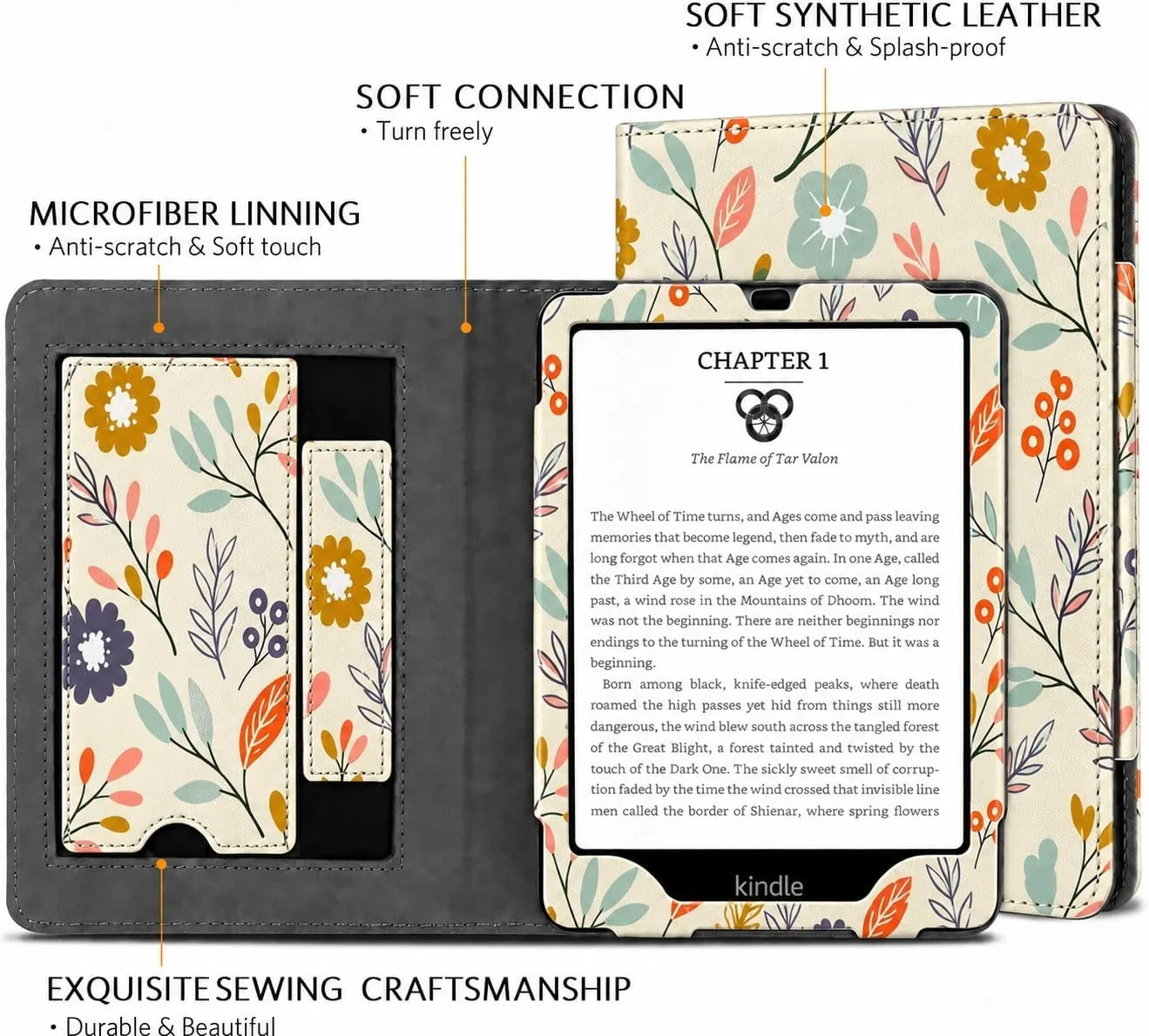 CoBak 6 Inch Case with Stand, not for iPad(A0J28), Rustic Bloom