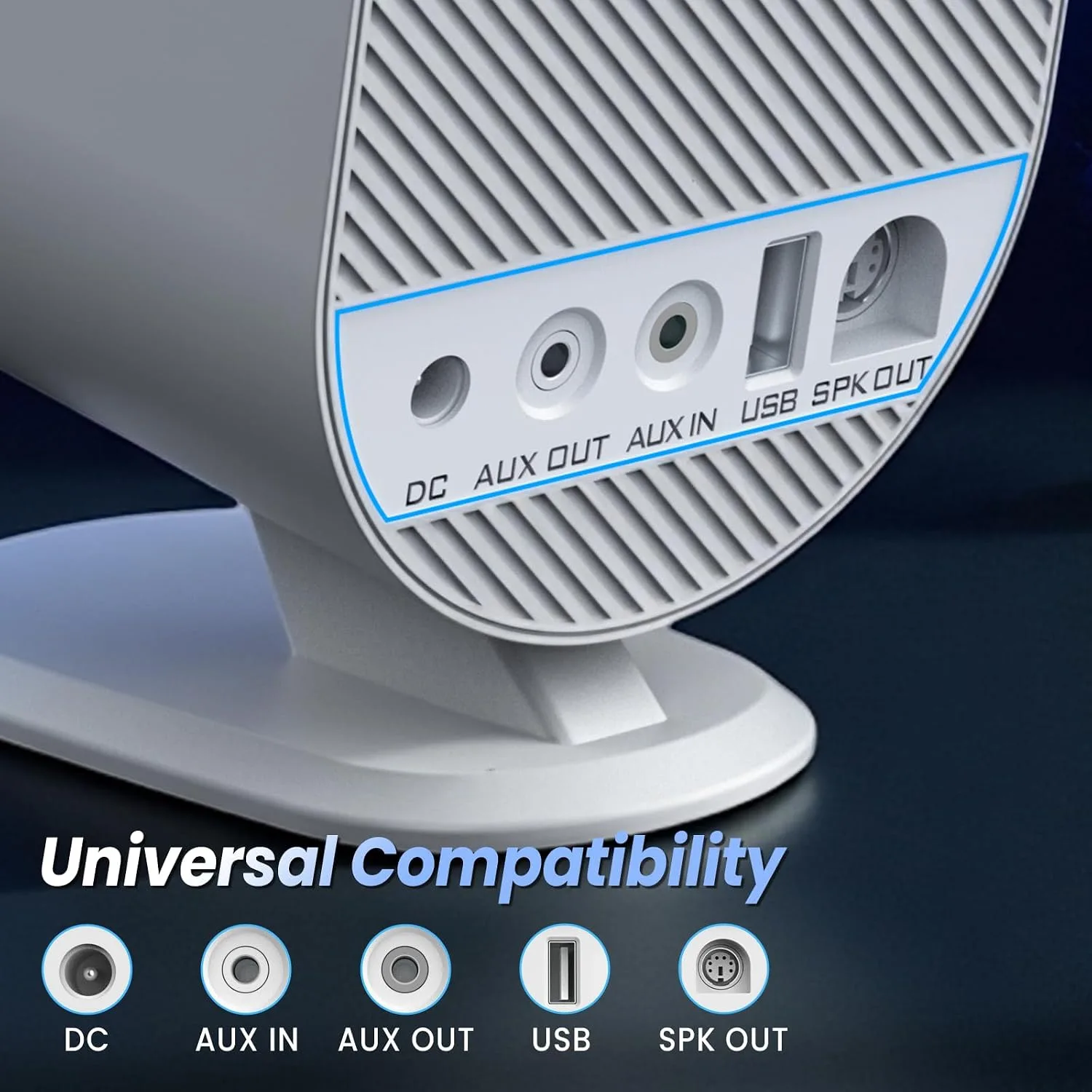 LITTOAK Bluetooth PC Gaming Speakers, 2 * 15W 2.0CH Stereo with 3 EQ & 6 RGB Modes, AC Powered Desktop Speakers with Aux/USB/Headphone Port for Laptop/TV, White