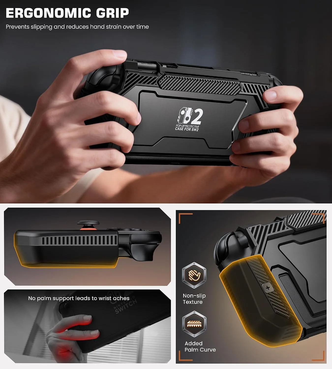 NinABXY Dockable Case for Nintendo Switch 2,[Exclusive Pop-up Joy-Con Quick Release][Scratch&Shock Protection][Stand Compatible] Switch 2 Protective Case with Ergonomic Grip, Hard PC Shell for Switch 2