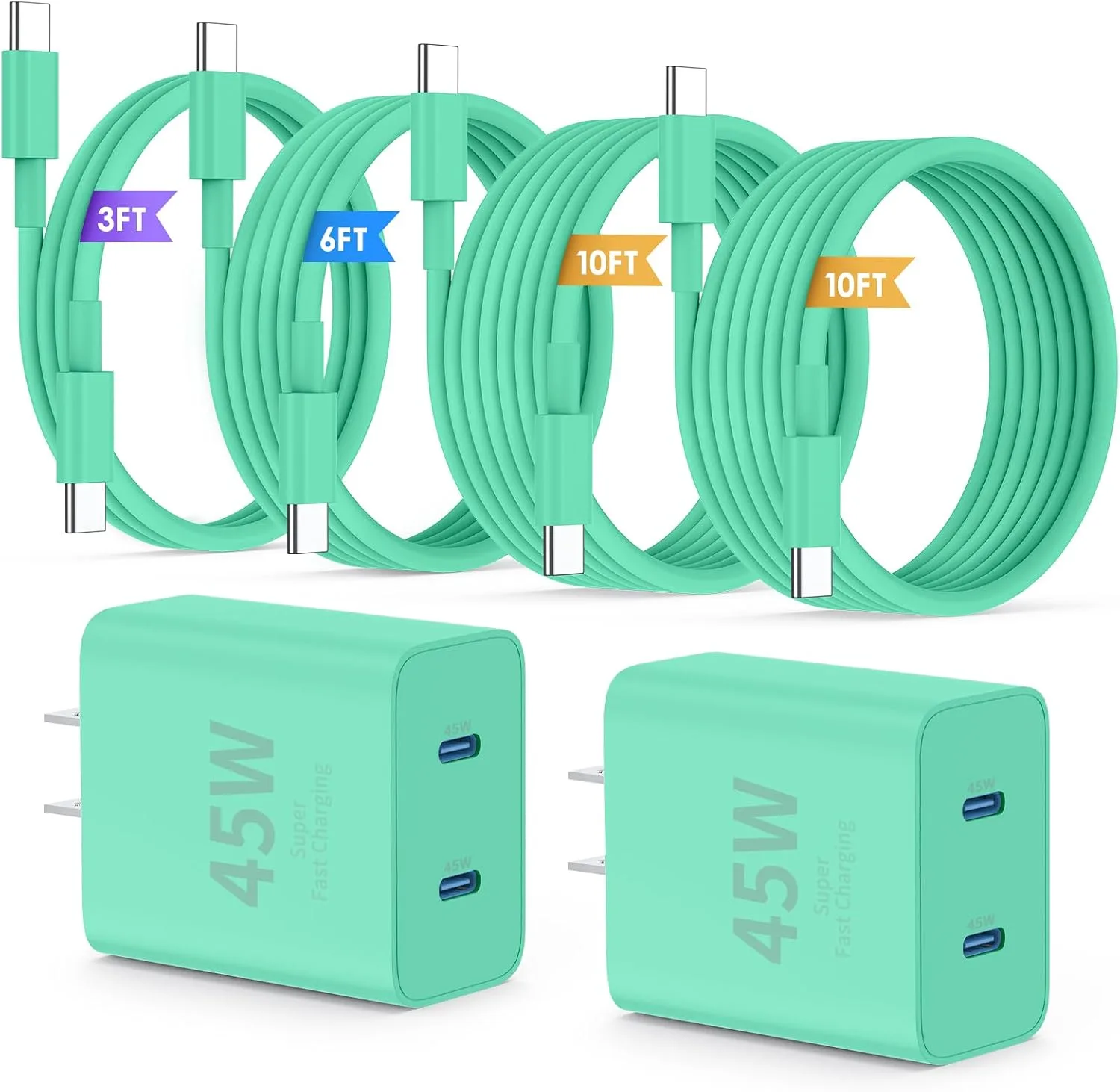 QZIIW iPhone 18 17 16 Pro Max Fast Charger,45W Dual Port USB C Fast Charger