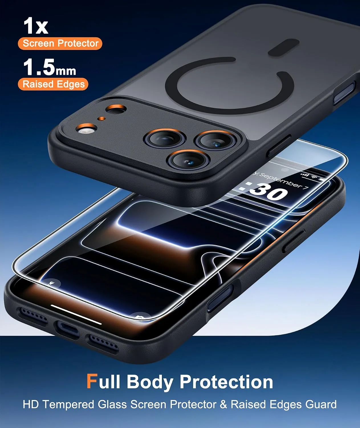 FNTCASE for iPhone 18 Pro Max / 17 Pro Max Case Fit for MagSafe Black