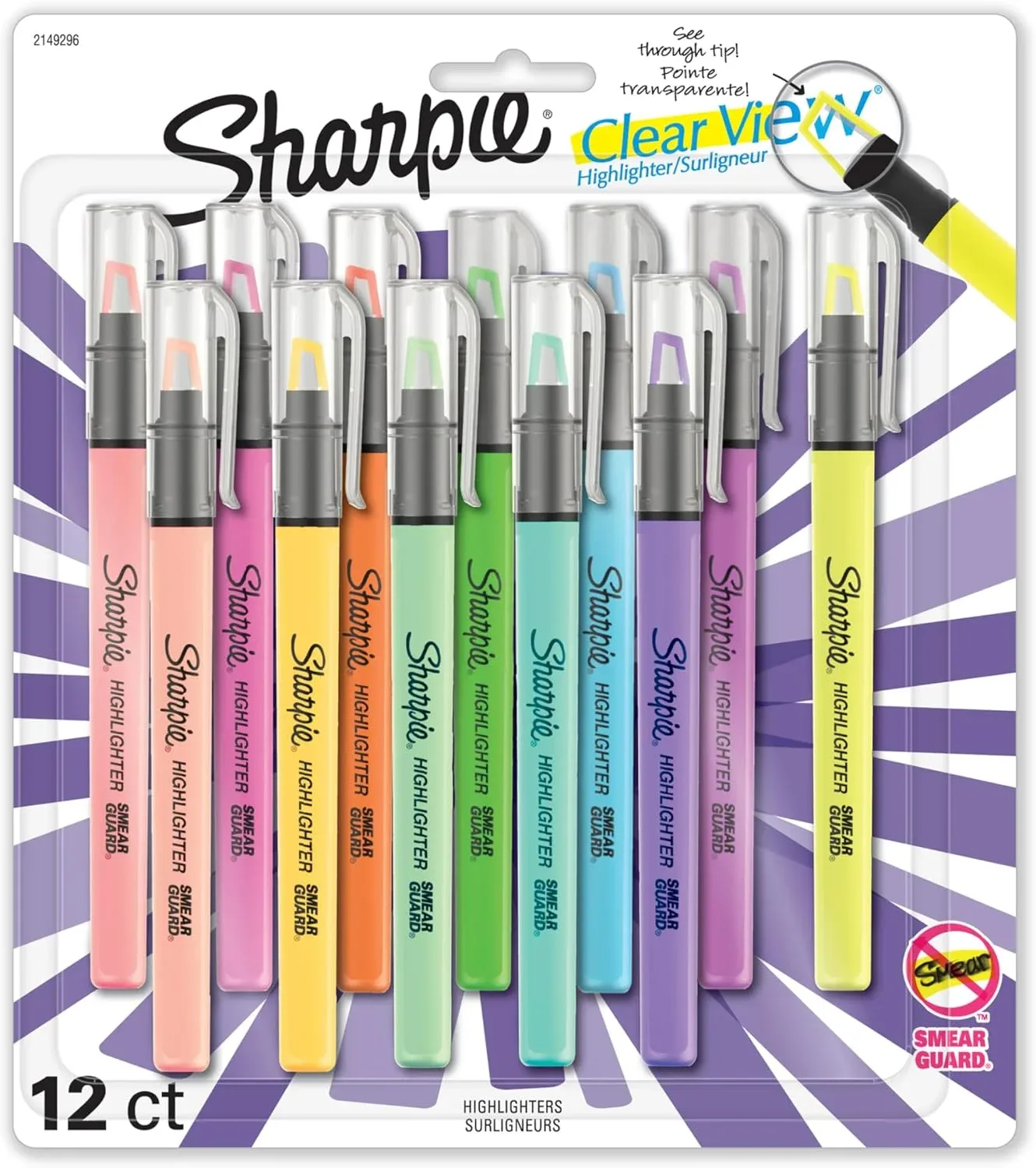 Sharpie Clear View Highlighters, With See-Through Chisel Tip, Assorted Colors, 12 Count - School, Teacher, Office Supplies