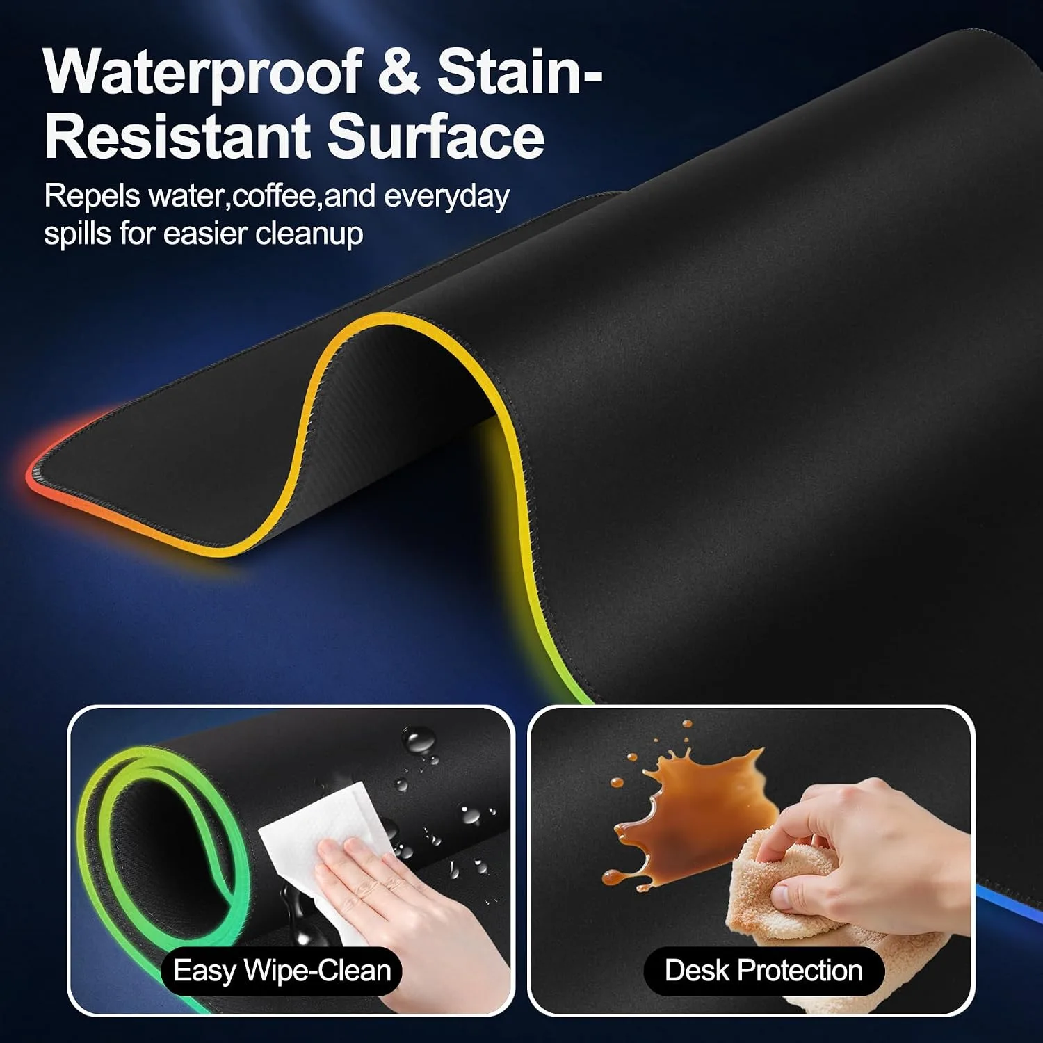 VOVIPO RGB LED Gaming Mouse Pad with Magnetic Wireless Charging&Foldable Phone Holder,15 Light Modes,15W Fast Charge,Waterproof Keyboard Pad,80*40*0.4CM XXL Ultra-Smooth Desk Mat for MacBook,PC,Laptop