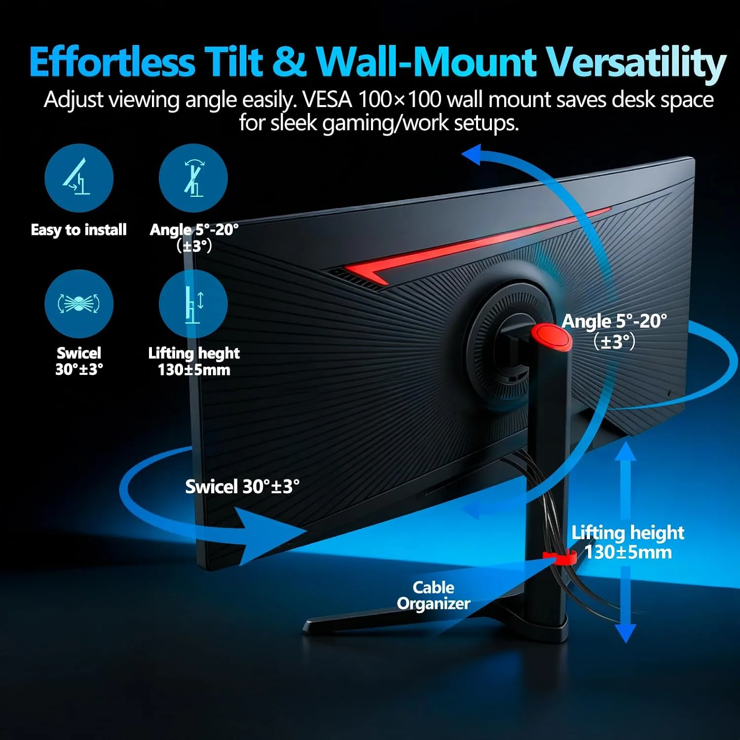 Gawfolk 34 Inch Curved Ultrawide 165Hz Gaming Monitor,WQHD 3440x1440 Screen