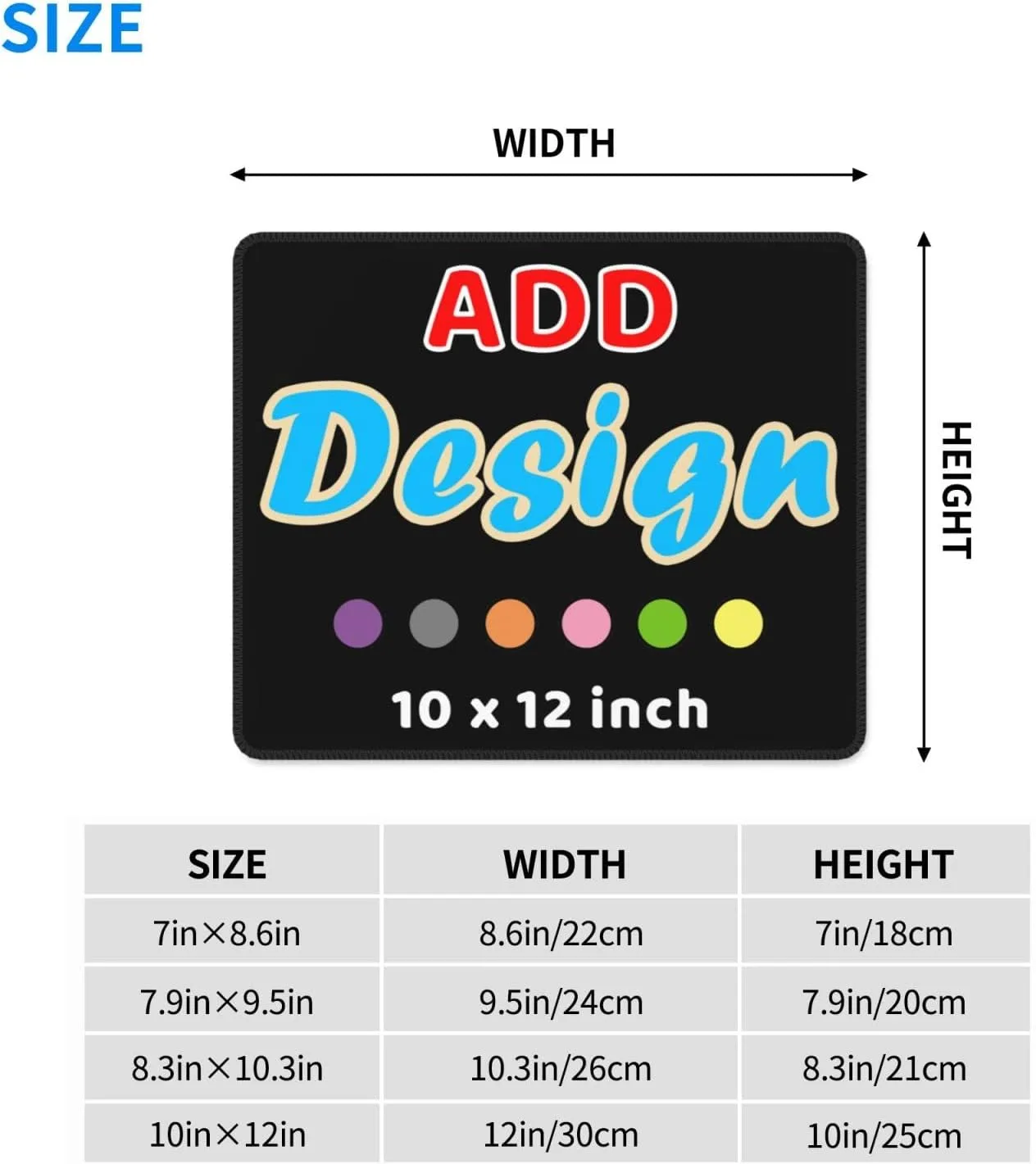 Personalized Custom Gaming Mouse Pad with Stitched Edge, Add Your Picture Text Logo - Non Slip Laptop Mouse Pad for Home Office Work (10 x 12 inch)
